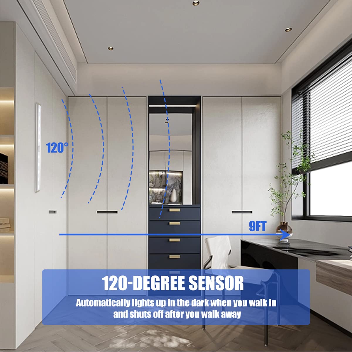 6 Pack LED Motion Sensor Night Lights - Battery Operated Stick-On Magnetic Closet Lights with 10 LEDs - Perfect for Wardrobe, Stairs, Hallway & Indoor Safety Lighting (White) - Ideal for Bedrooms, Bathrooms, Kids Rooms & Dark Spaces