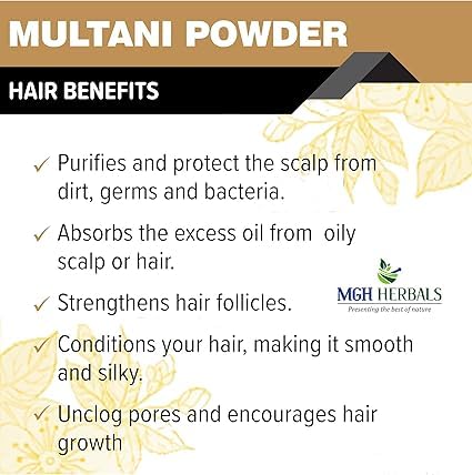 Multani Mitti Powder (Fuller’s Earth Clay) 100g - Natural Calcium Bentonite Clay for Face Mask & Hair Treatment - DIY Skincare & Hair Care for Acne, Oil Control & Scalp Detox