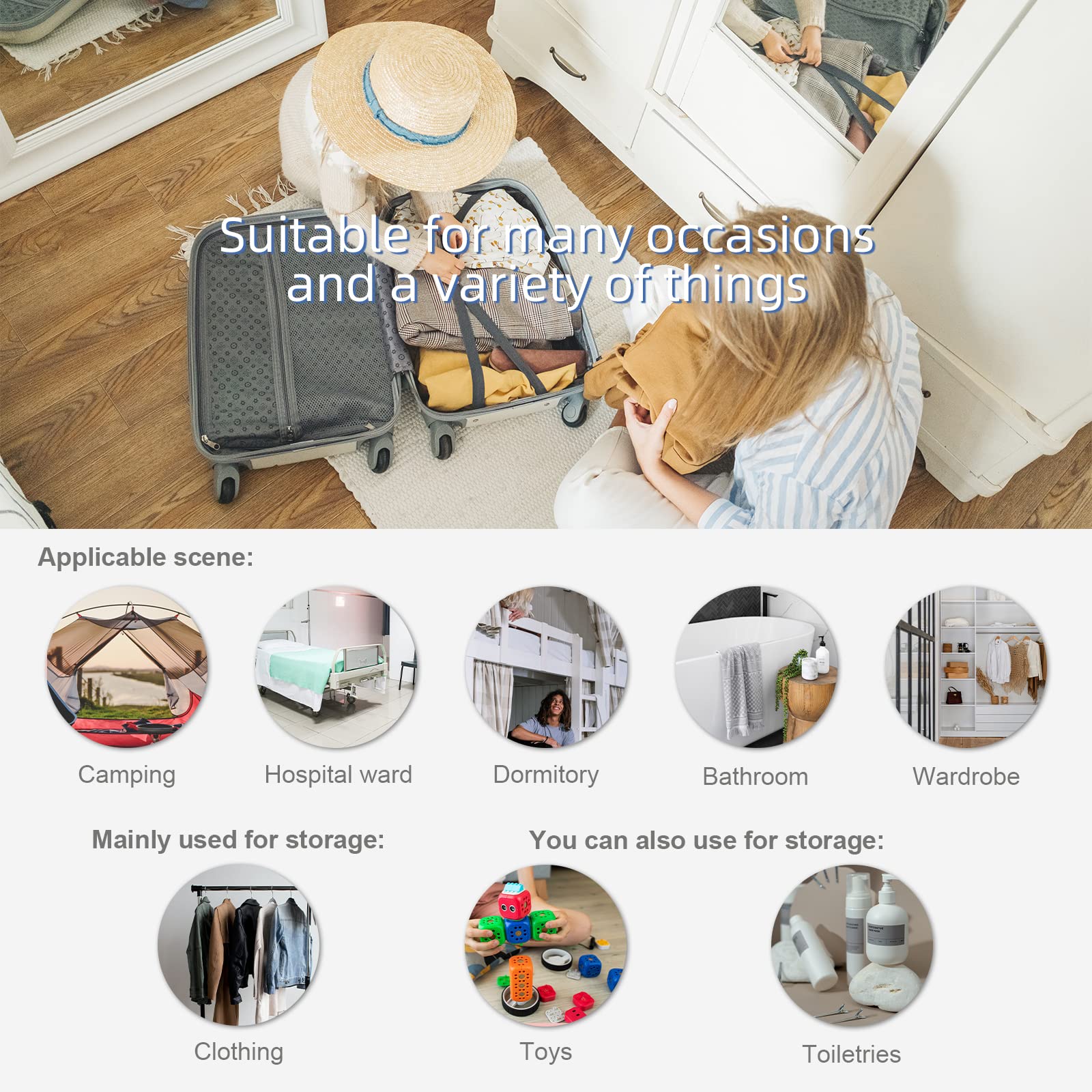 TABITORA Portable Hanging Travel Shelves - Packing Cubes for Suitcase Organization, Large Capacity Storage Bags | Perfect for Travel, Camping & Home Closet Storage