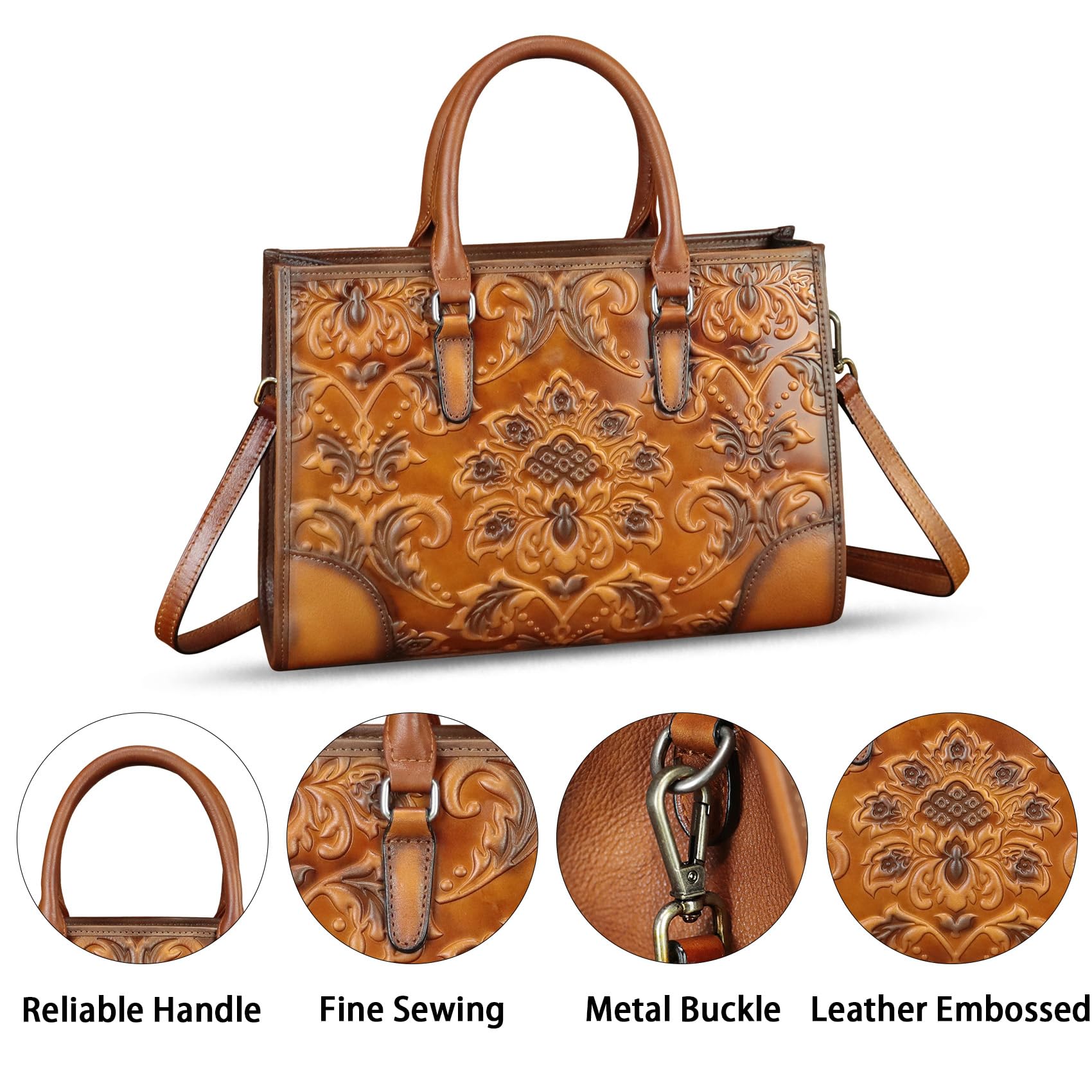 Genuine Leather Satchel for Women - Handmade Crossbody Tote Purse for Work & Travel