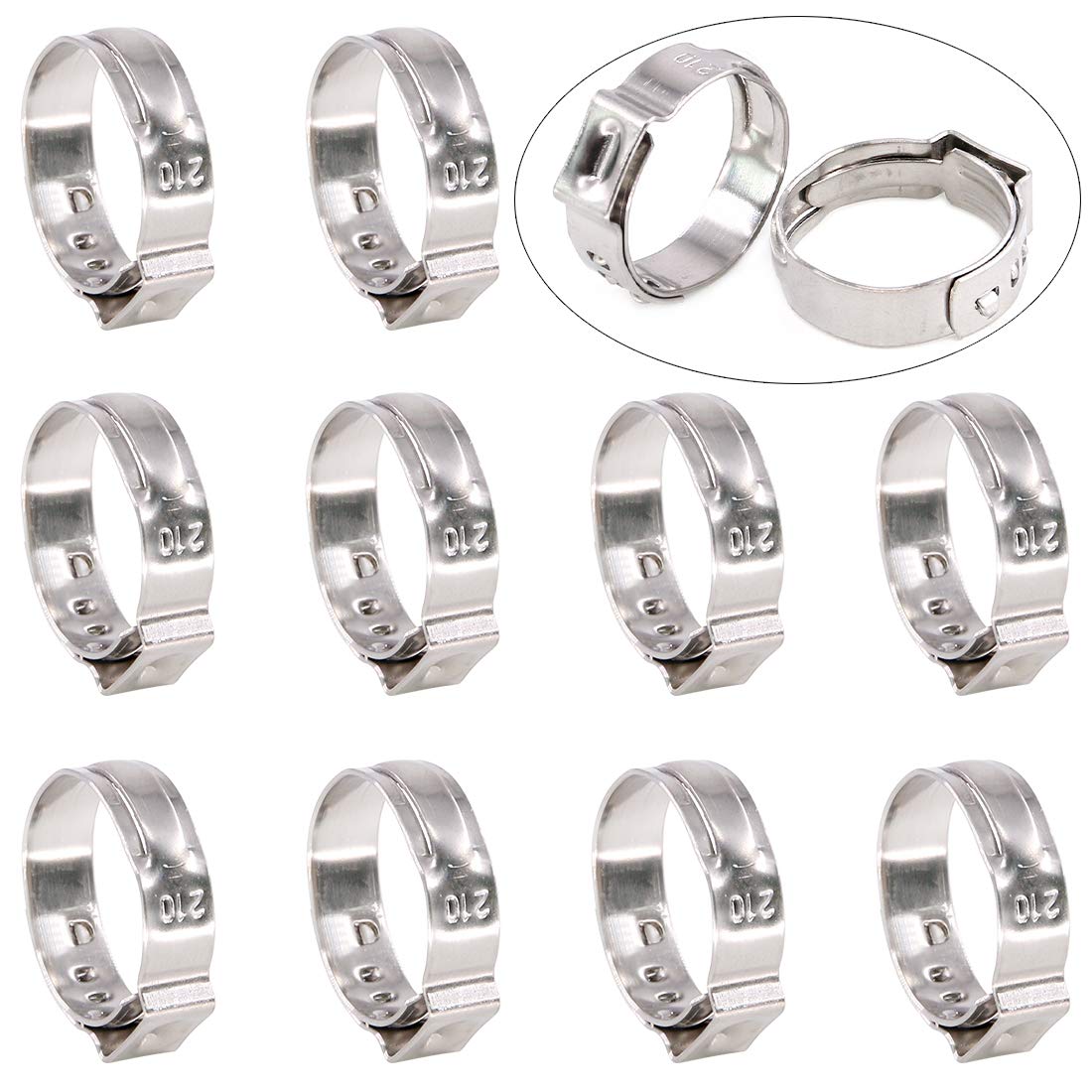 Swpeet 155Pcs Single Ear Hose Clamps Assortment Kit - Stainless Steel Hose Clamp Set for Automotive, Plumbing & Marine Applications - Perfect for Pipe Repair, Water Lines & Fuel Hoses