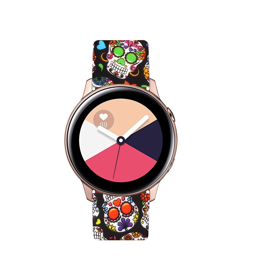 Vibrant Galaxy Watch Bands for Samsung Galaxy Watch 42mm/Active 40mm/Active2 40mm 44mm/Gear Sport - Rose Gold Skull Design Women's Watch Strap - Perfect for Workouts, Fashion & Everyday Wear
