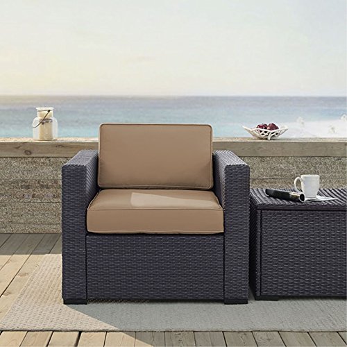 Ergode Biscayne Outdoor Armchair - UV Resistant Wicker & Steel Frame Patio Chair with Comfortable Cushions - Easy Assembly for Backyard, Garden, Poolside & Outdoor Entertaining
