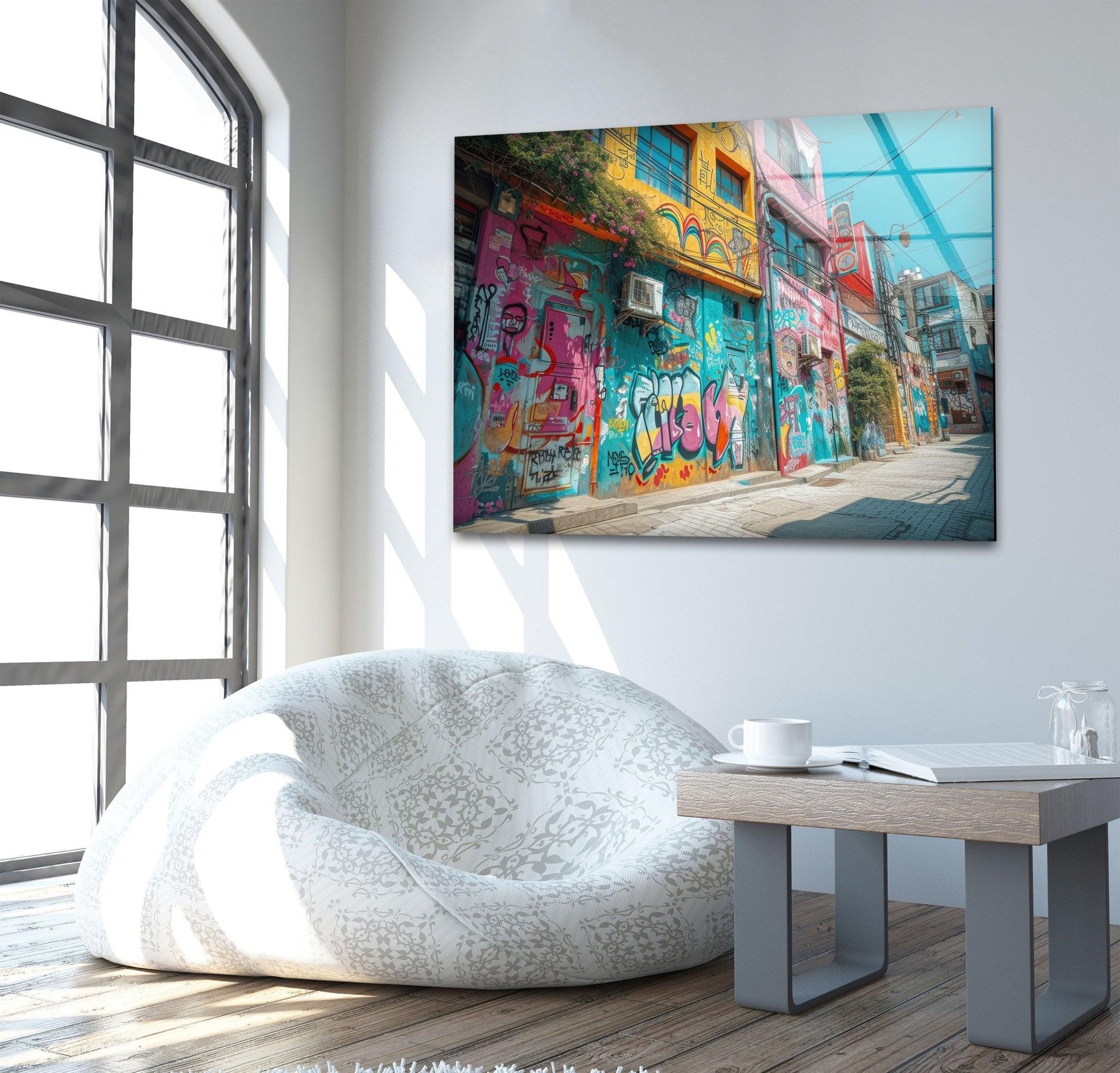 Banksy Graffiti Glass Wall Art - Modern Urban Street Art Decor for Living Room, Bedroom & Office - Unique Gift for Art Lovers