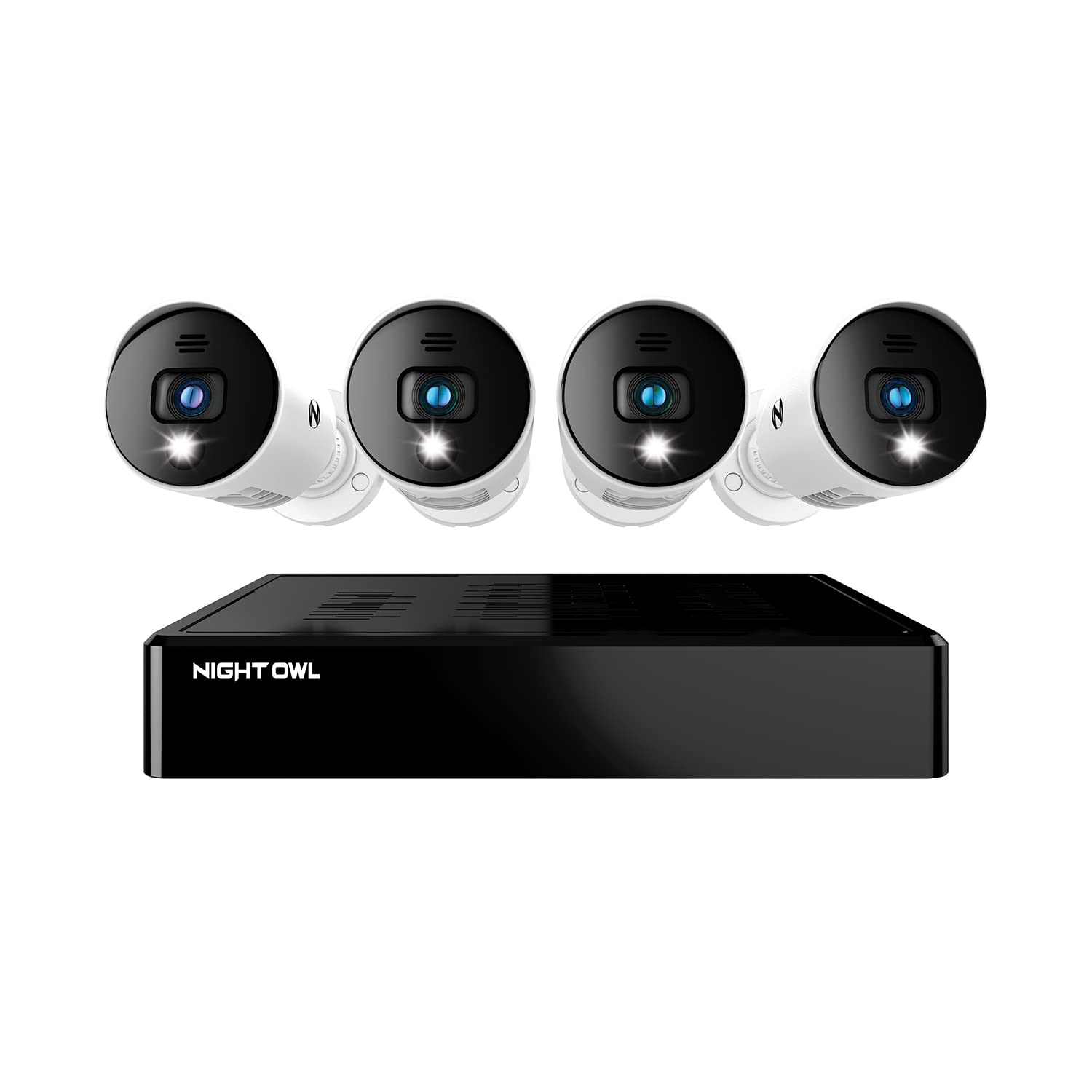 Night Owl 8-Channel Bluetooth Home Security Camera System with 4 Wired 1080p HD Indoor/Outdoor Cameras - White (Model: WM BTD281 4LSA) | Monitor Your Home, Office, or Business 24/7 with Night Vision & Remote Viewing