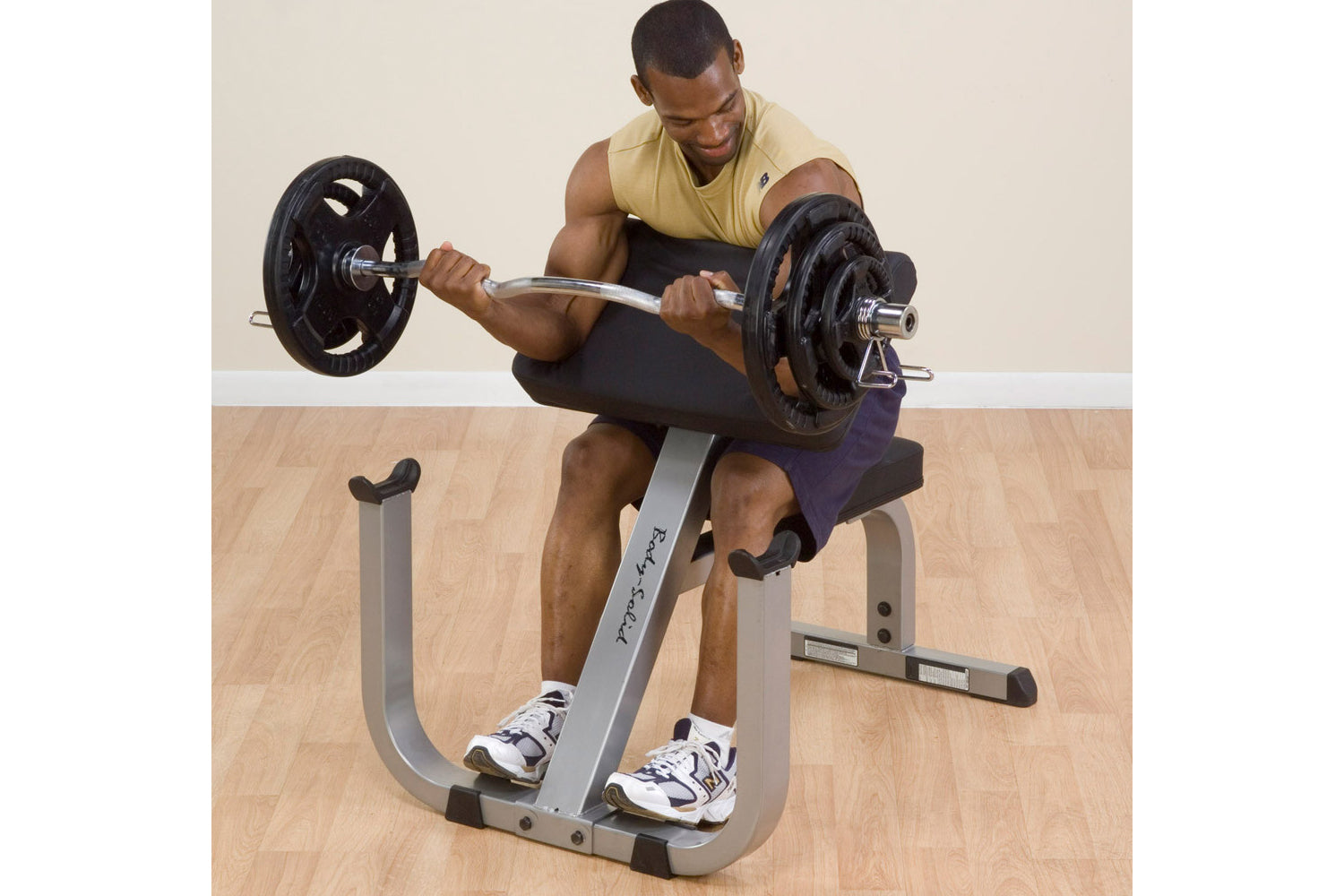 Body Solid GPCB329 Preacher Curl Bench for Biceps Workout - Home Gym & Commercial Use Strength Training Equipment