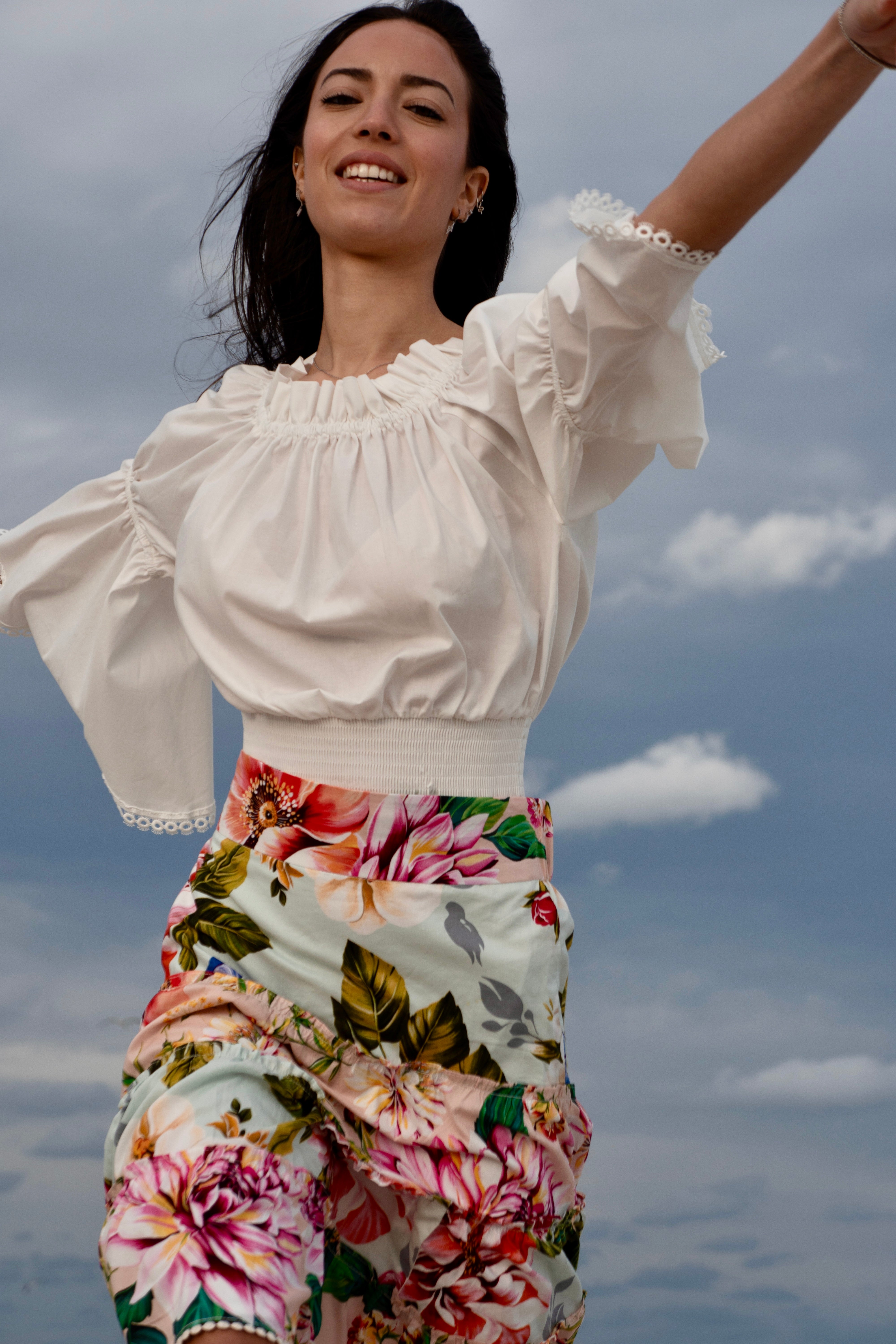 Elegant Tiered Floral Skirt for Women - Summer Boho Maxi Skirt with Pockets - Perfect for Beach, Vacation, and Casual Outings