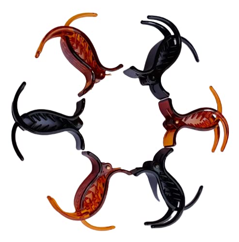 Korean Transparent Lightweight Hair Claw Clips for Women & Girls - 6 Pack (Black & Brown) | Perfect for School, Work, Gym & Everyday Hairstyling
