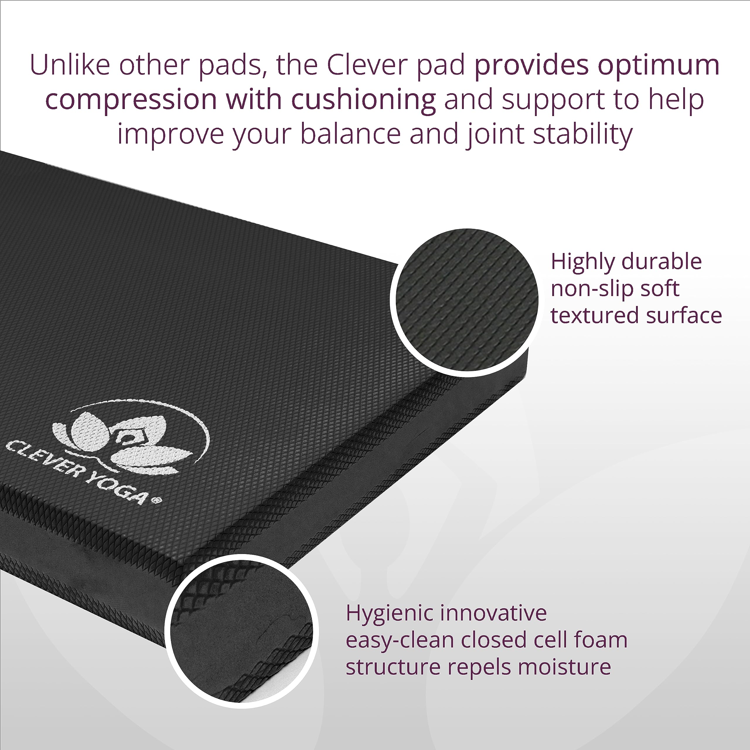 Clever Yoga Balance Pad - Non-Slip Thick Foam Exercise Mat for Pilates, Workout & Physical Therapy | Stability Training Equipment for Strength & Balance | Perfect for Home Gym, Yoga Studio & Rehabilitation