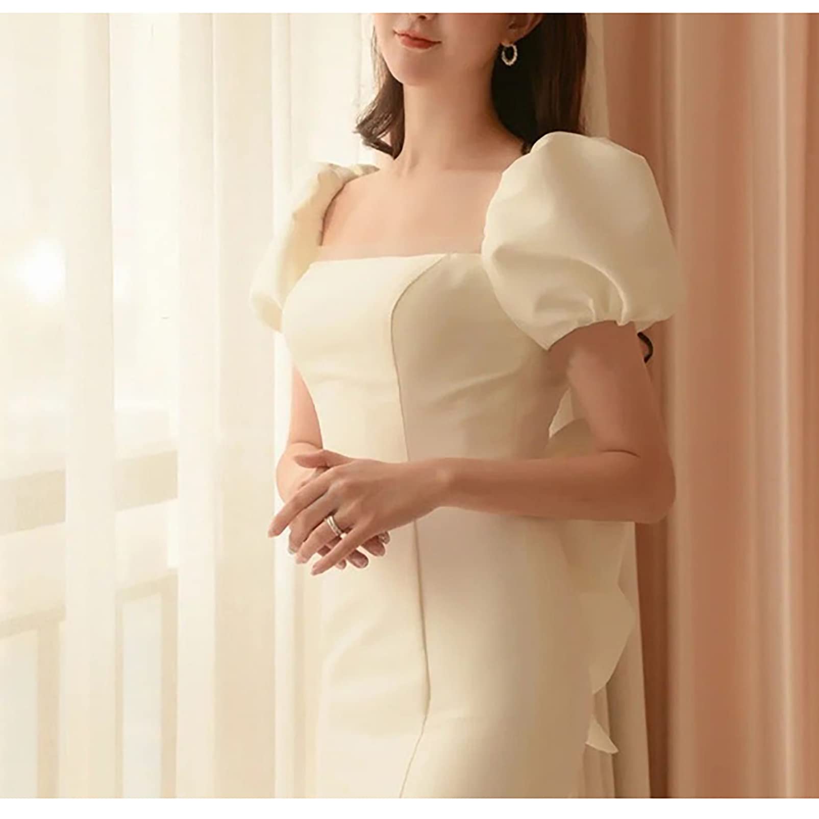 Elegant Mermaid Evening Cocktail Dress - Backless Formal Bridesmaid Gown with Ruffle Details for Wedding, Party & Special Occasions | Perfect for Cocktail Receptions, Beach Weddings & Summer Events