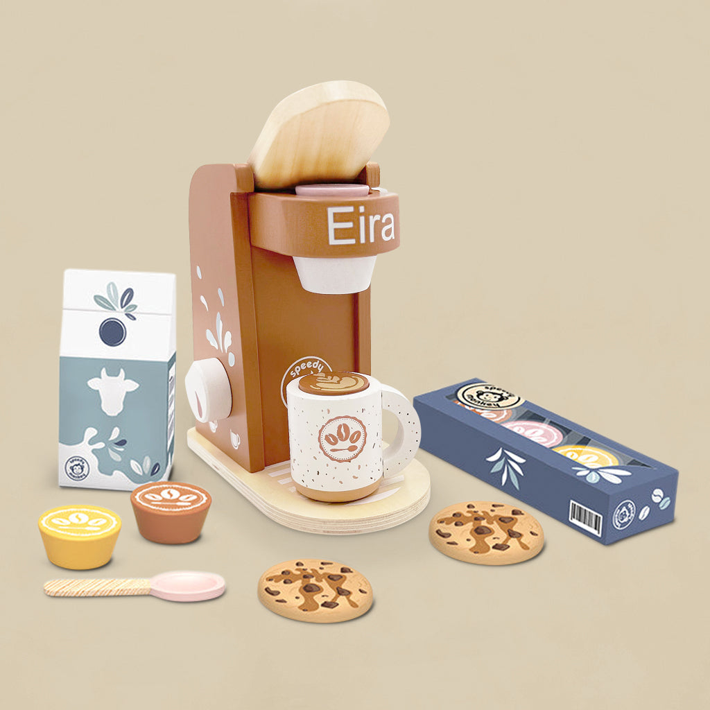 Personalized Toy Coffee Machine for Kids - Pretend Play Barista Set, Perfect for Imaginative Play & Birthday Gifts - Play Kitchen Accessories for Toddlers & Children
