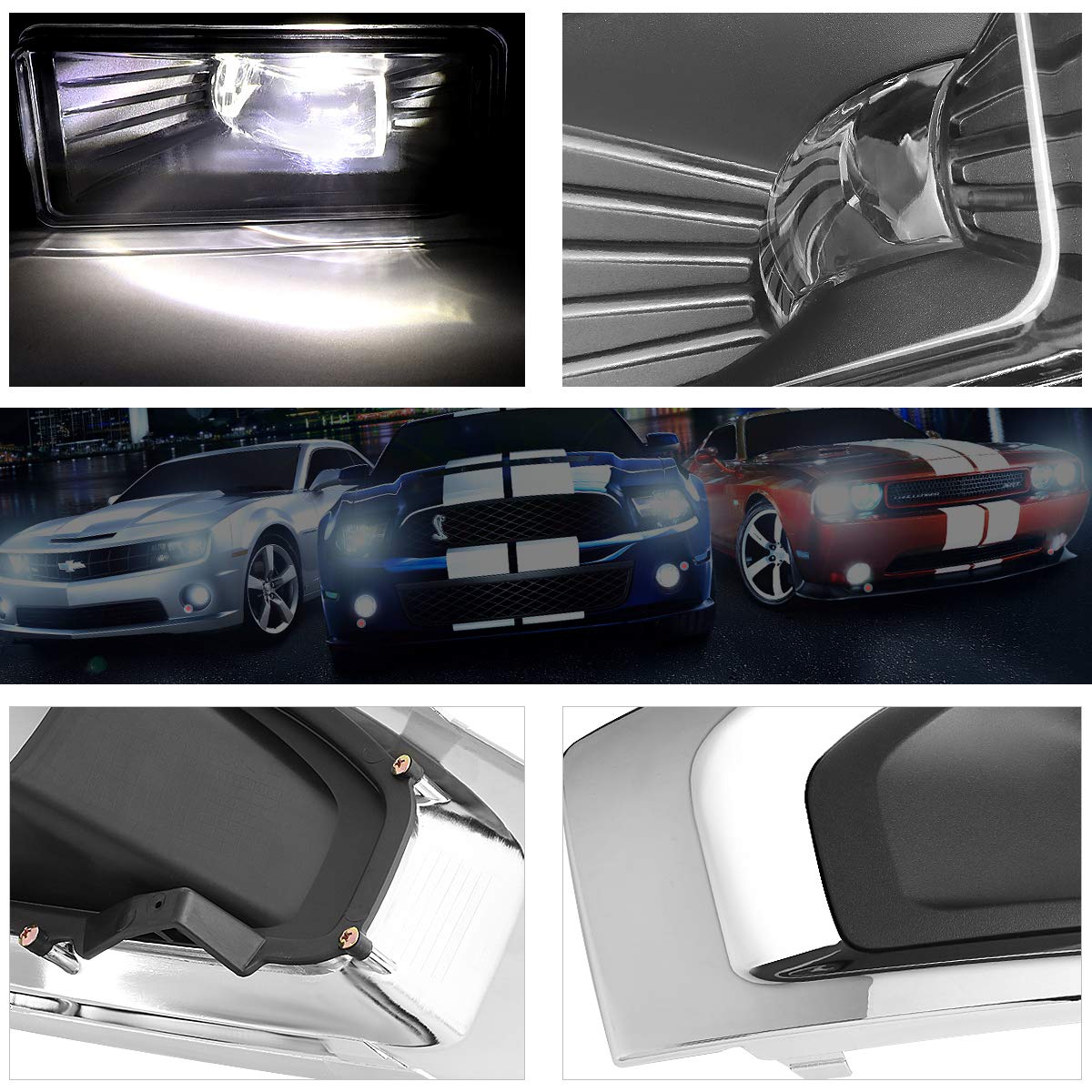 PM PERFORMOTOR High-Power LED Fog Lights with Bezel & Switch Kit - Clear Lens - Compatible with GMC Yukon/Yukon XL (2015-2018) | Enhanced Visibility for Off-Road Driving & Nighttime Safety