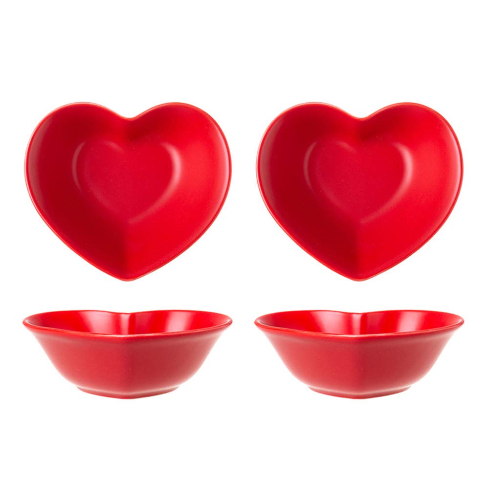 Heart-Shaped Porcelain Ramekin Bowls Set of 4 - Matte Finish Souffle Dishes, Creme Brulee Cups, Baking Bowls for Desserts & Side Dishes - Perfect for Home Baking, Restaurant Use & Gift Giving