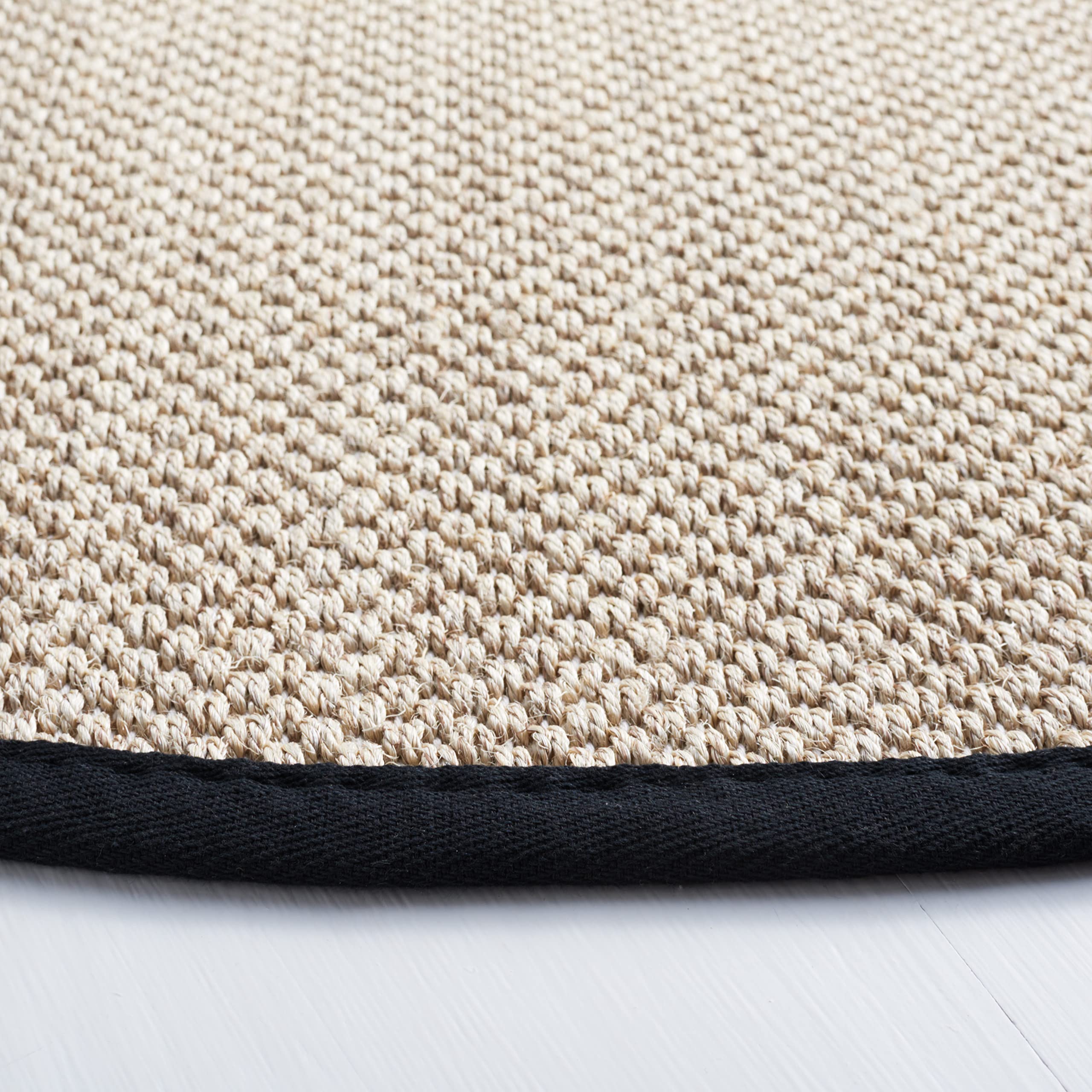 Safavieh Natural Fiber Collection 8' Round Area Rug - Marble & Black Sisal Border Design, Easy Care, Durable for High Traffic Areas | Perfect for Living Room, Bedroom, Dining Room & Home Office (NF143A)