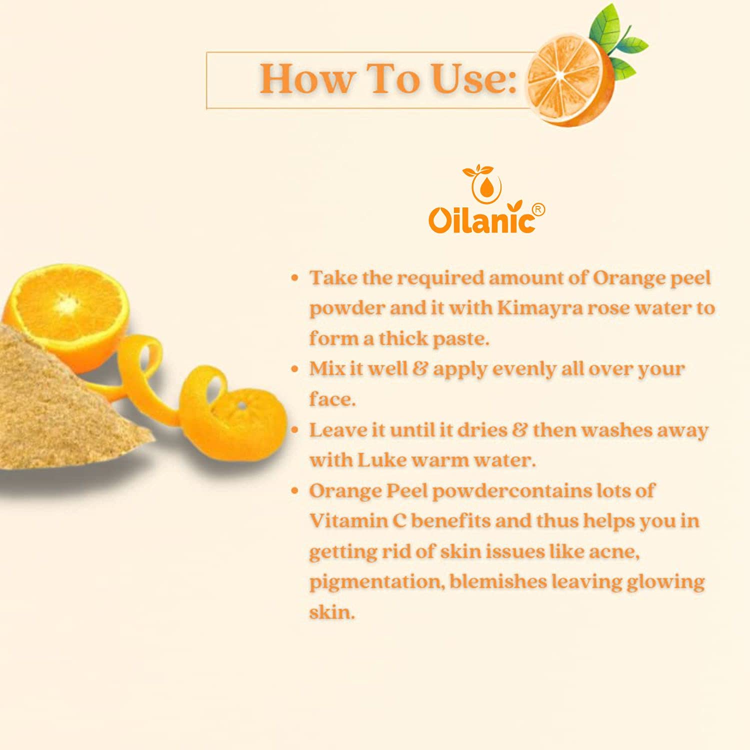 Oilanic 100% Pure Natural Orange Peel Powder for Skin & Hair Care - 2 Pack (200g Each) | Brightening Face Mask, Exfoliating Scrub & Hair Growth Treatment