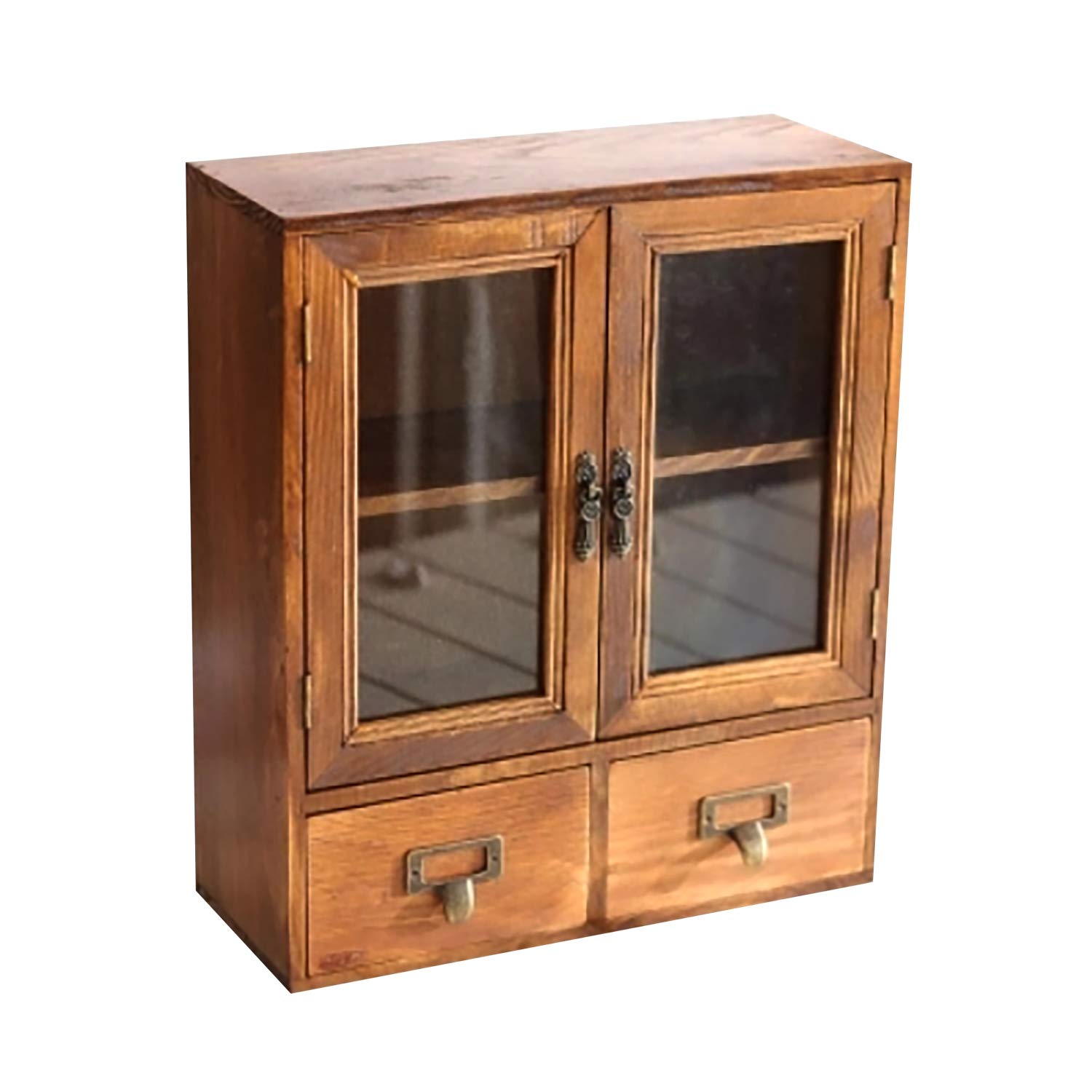 Primo Supply Wooden Storage Cabinet with Clear Glass Door - 12x14x5 Inch Wall Shelf for Candle Display & Pantry Organization - Perfect for Home, Kitchen, Bathroom Storage & Decoration