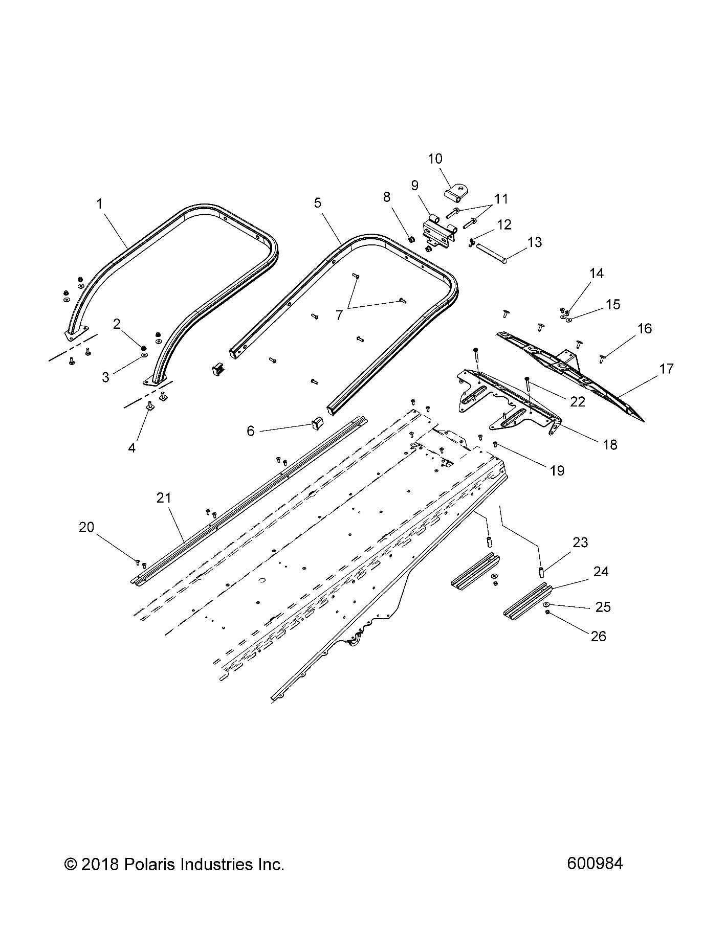 Genuine Polaris Snowmobile Rear Bumper Assembly OEM Part 2635905-309 - Replacement Bumper for Snowmobile Trail Riding & Winter Maintenance (Qty 1)