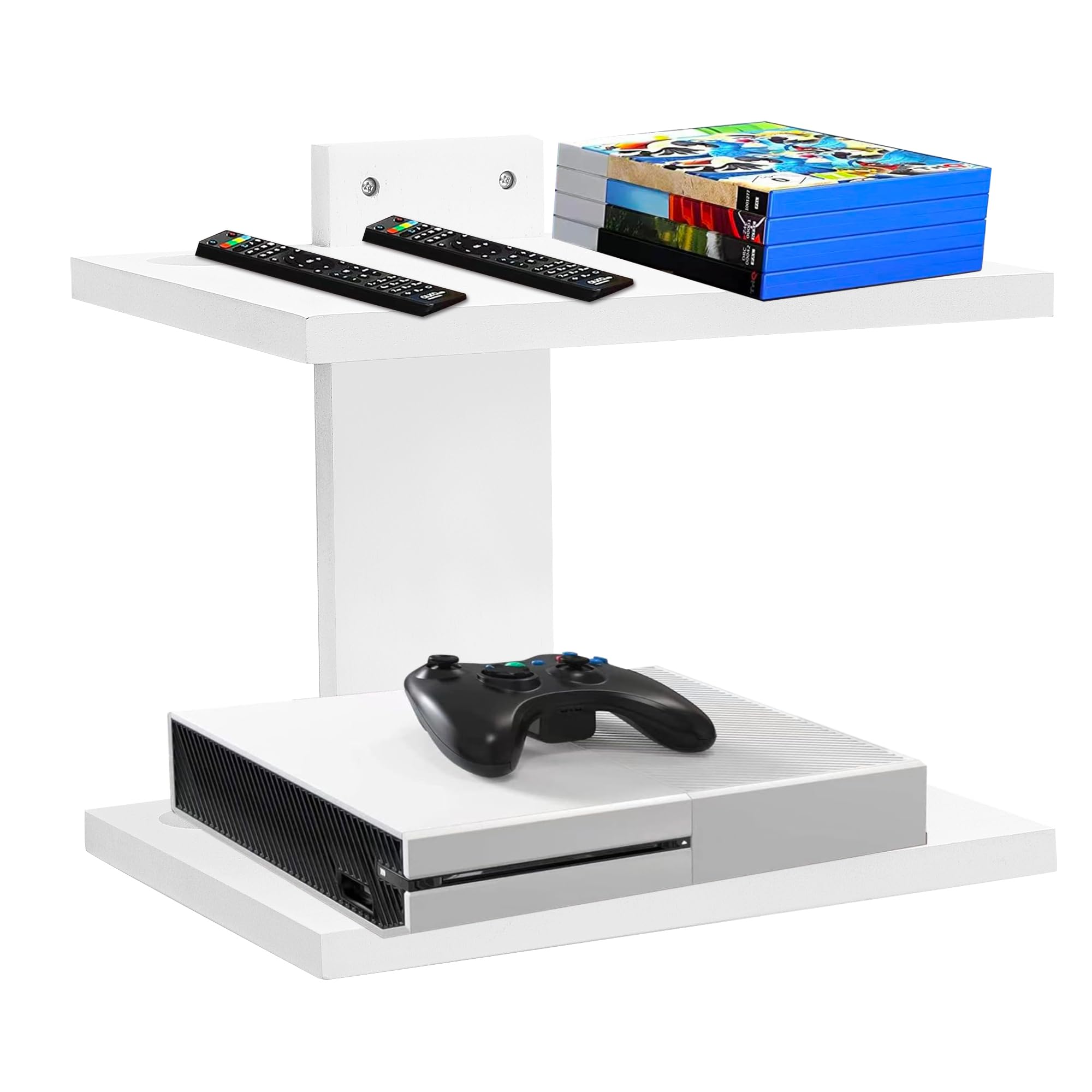 Floating TV Shelf for Projector, PS5, DVD - Wall Mounted Storage for Living Room
