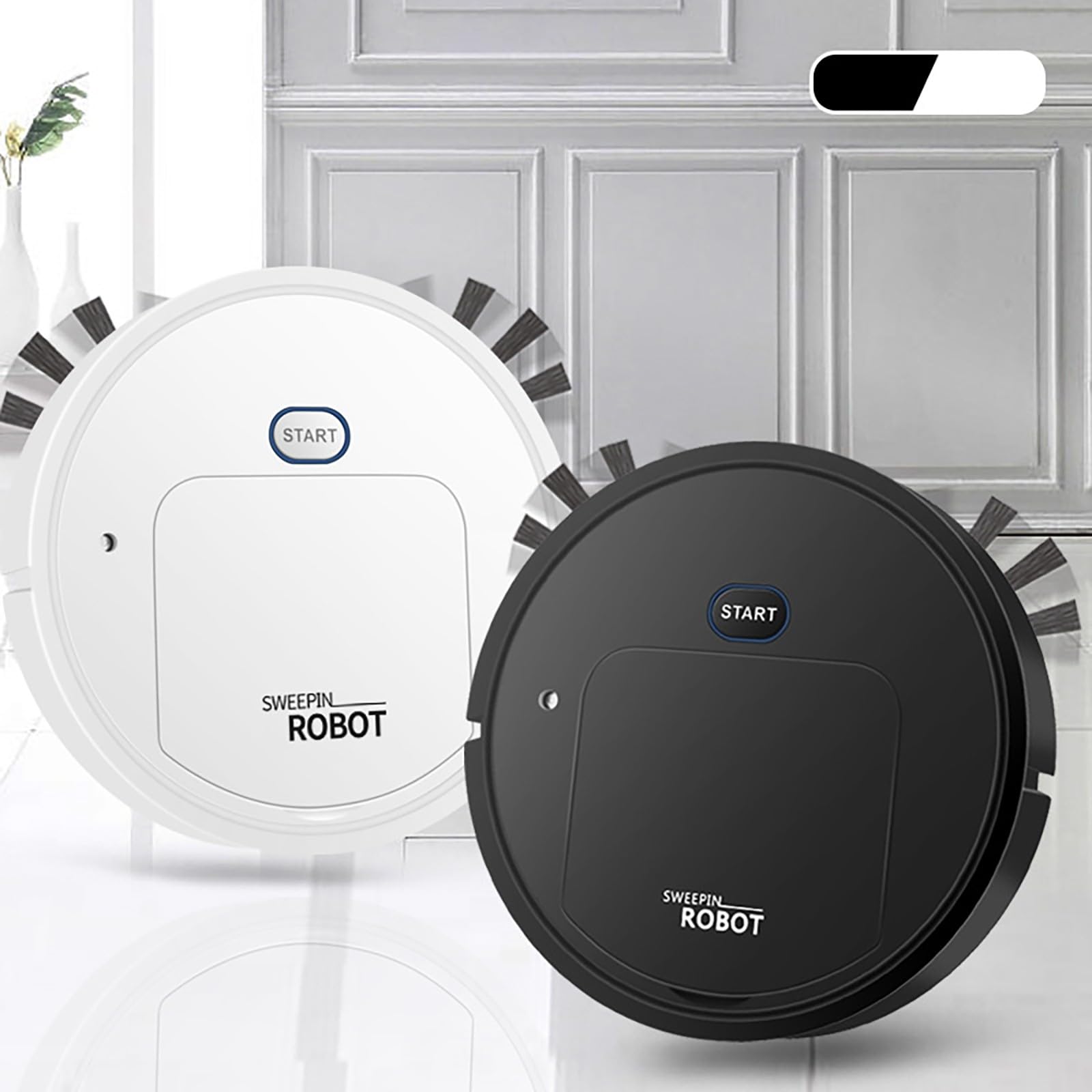 Smart Robot Vacuum and Mop Cleaner with 2000Pa Strong Suction, WiFi/App Control, Self-Charging for Hardwood Floors, Pet Hair & Low-Pile Carpets - Ultra Slim & Quiet Design (Black) - Perfect for Homes with Pets and Busy Families