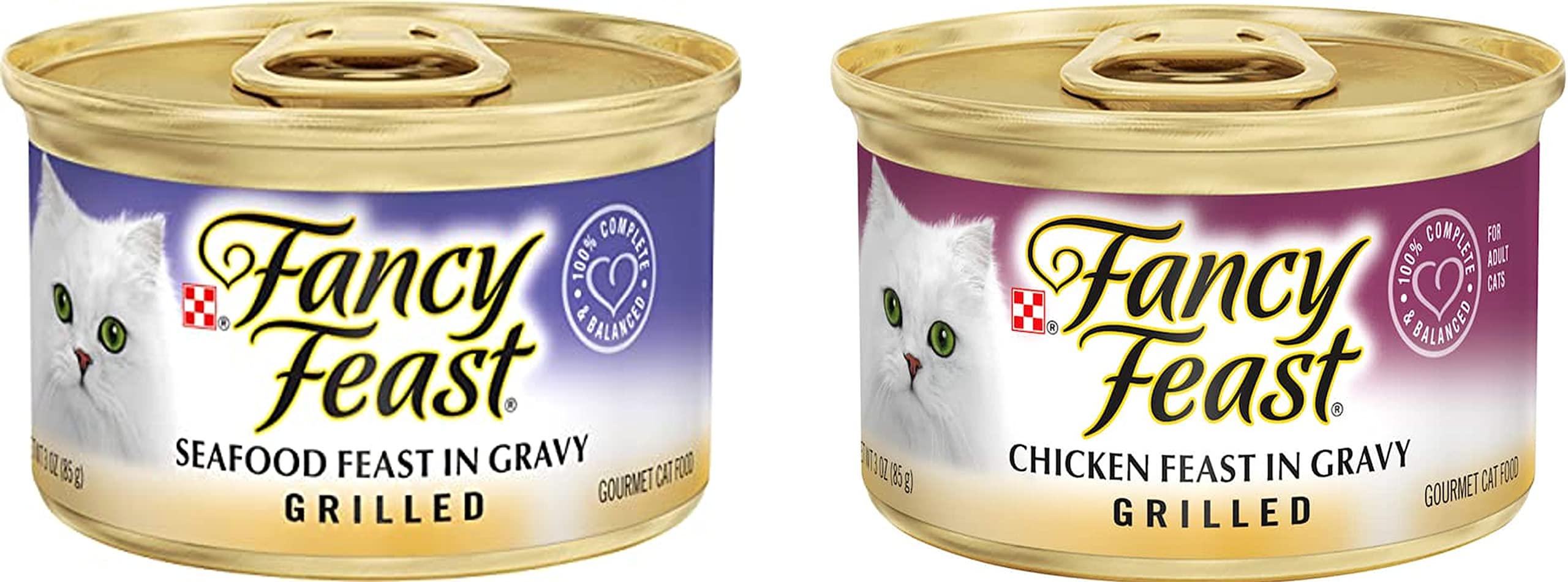 Premium Grilled Wet Canned Cat Food Variety Pack - 12 Cans (2 Seafood, 2 Chicken, 2 Tuna, 2 Turkey, 2 Liver & Chicken, 2 Beef) with Free Nutrition Guide - Perfect for Adult Cats' Daily Meals, Travel & Emergency Food Supply