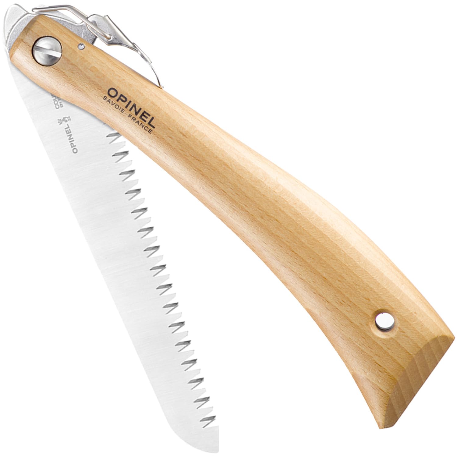 Opinel No.12 Folding Saw - Carbon Steel Pruning Saw with Beechwood Handle for Gardening, Camping & Outdoor Activities | Compact Folding Design for Tree Trimming, Bushcraft & Woodworking