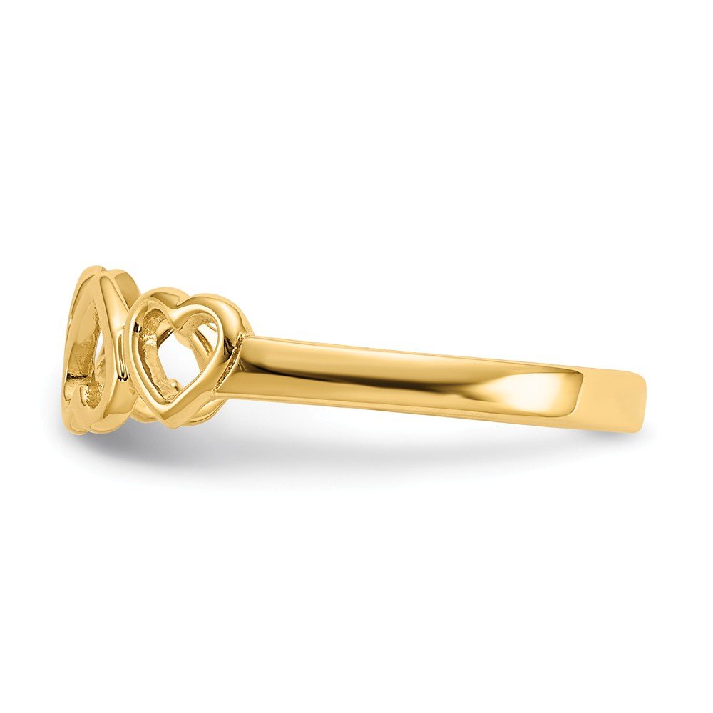 14K Solid Yellow Gold Heart Ring Band for Women - Elegant Valentine's Day Gift, Anniversary Jewelry, Romantic Proposal Accessory