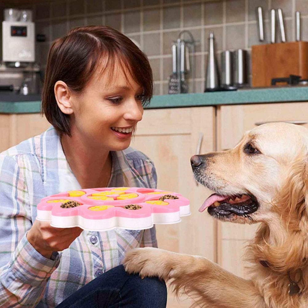 Interactive Dog Puzzle Toy for Treat Dispensing - IQ Training Feeder for Mental Stimulation & Treat Rewards - Pink Pet Food Puzzle for Boredom & Anxiety Relief - Perfect for Indoor Play & Training Sessions