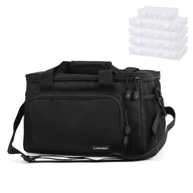 **MengK Fishing Tackle Bag with 5 Tackle Boxes – Waterproof Shoulder Storage Bag for Lures, Reels & Gear – Perfect for Freshwater & Saltwater Fishing Trips**