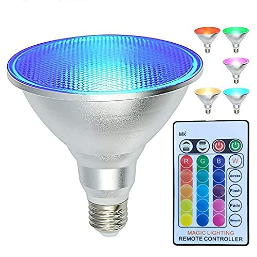 20W RGB + Warm White LED PAR Lamp - Waterproof Color Changing Spotlight with Remote Control for Indoor/Outdoor Use - Perfect for Landscaping, Holiday Decoration, Parties, and Stage Lighting