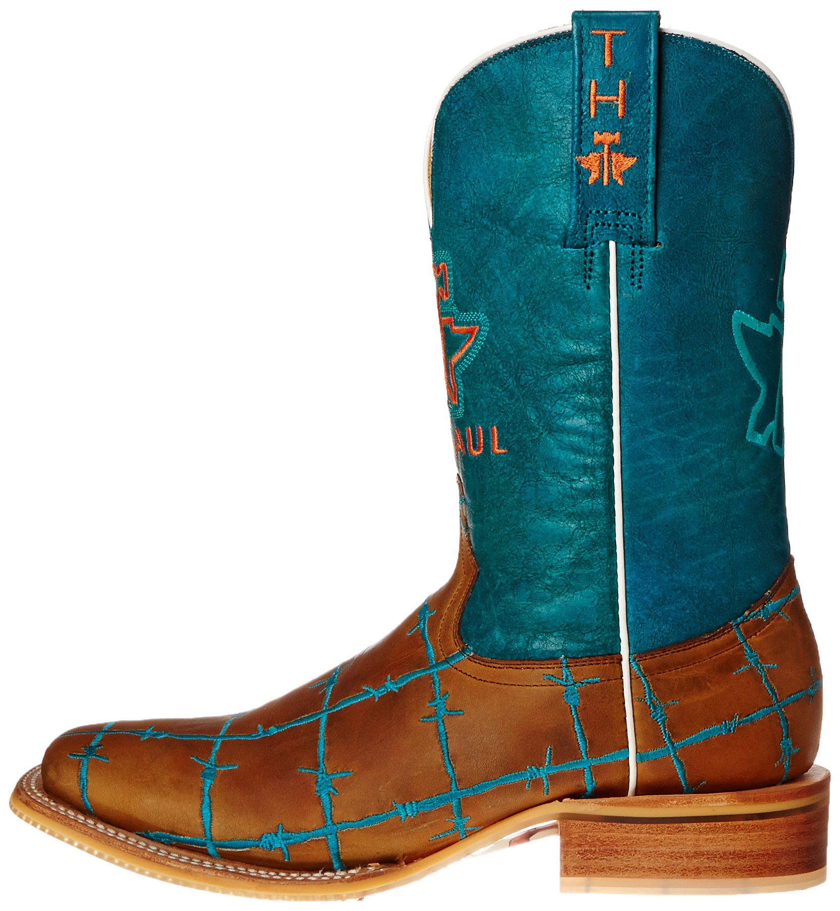 Tin Haul Women's Barbed Wire Western Boots - Tan & Turquoise Cowgirl Boots Size 11 | Comfortable Rodeo & Country Dance Shoes for Women