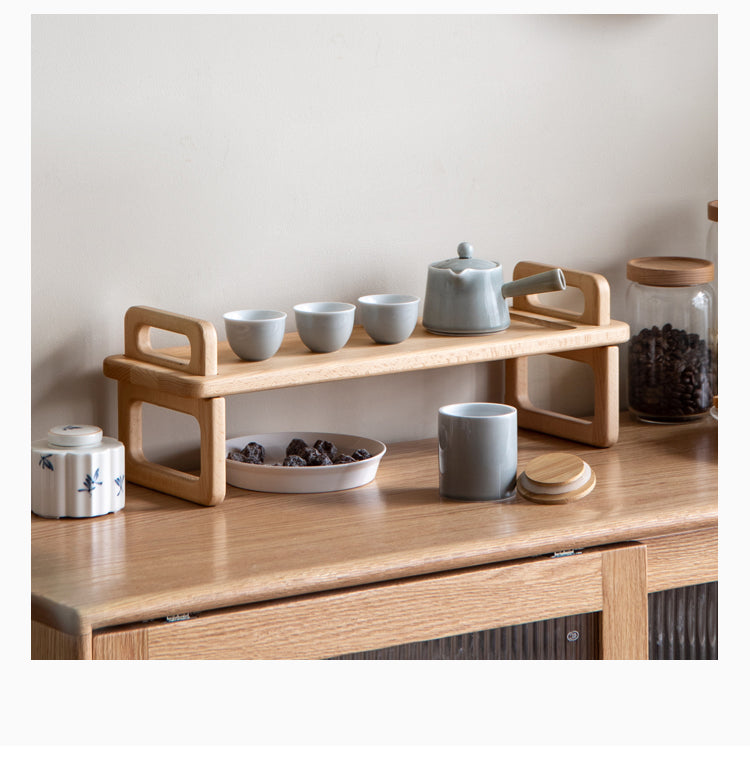 Solid Wood Shelf - Beech & Acacia Desktop Storage Rack for Home Office, Kitchen, Bathroom Organization
