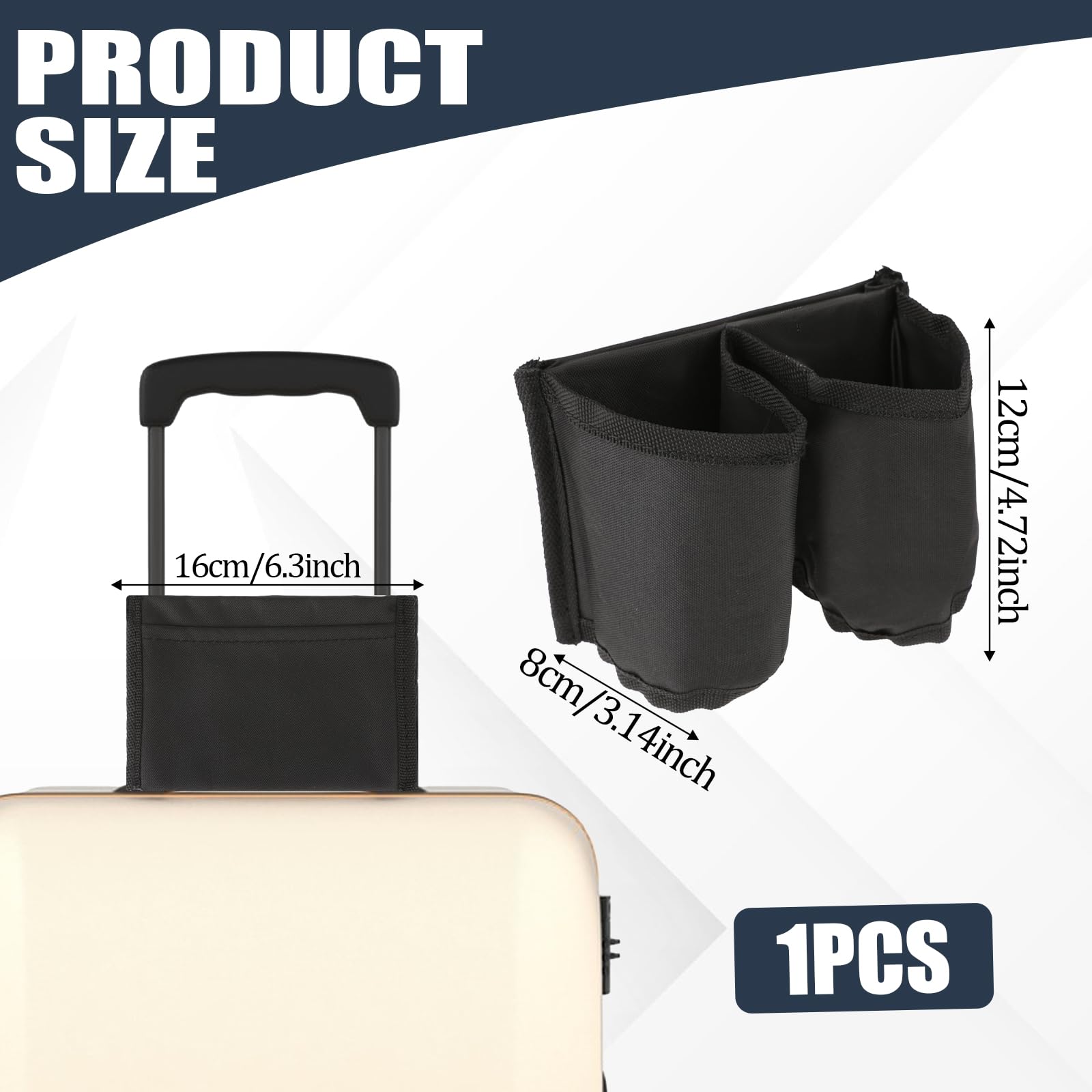 Black Travel Cup Holder for Luggage - Suitcase Drink Caddy with Secure Grip, Ideal for Flight Attendants & Business Travelers - Perfect for Airports, Hotels, and Commuting