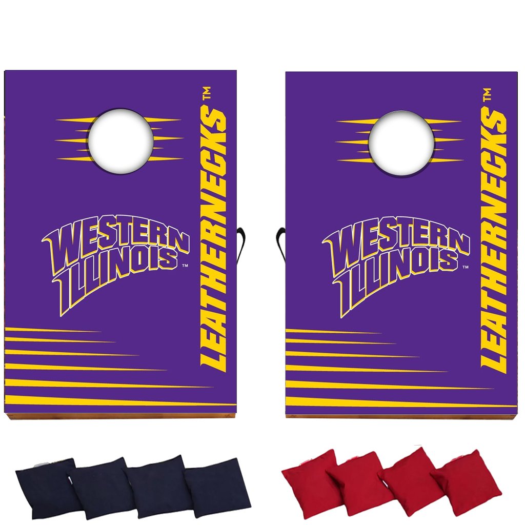Western Illinois University Cornhole Game Set - Premium Cornhole Bags & Boards for Tailgating, Backyard Parties & College Events - WIU Themed Outdoor Toss Game for Adults & Kids