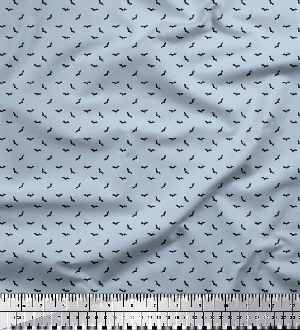 Soimoi 100% Cotton Poplin Fabric by The Yard - 56 Inch Wide Blue Bat Bird Print Shirting Material - Lightweight & Durable for Quilting, Dressmaking, and DIY Craft Projects