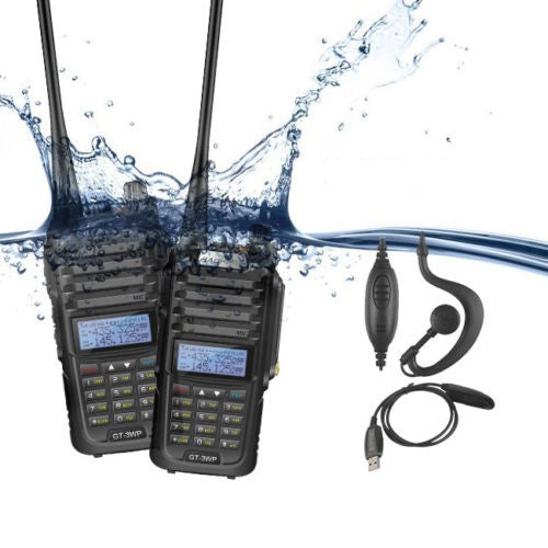 2-Pack Baofeng GT-3WP Waterproof Walkie Talkies with Programming Cable - Long Range Two-Way Radios for Outdoor Adventures, Hiking, Camping & Emergency Communication