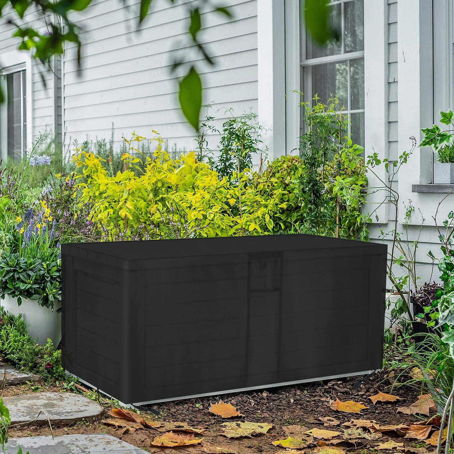 Waterproof XXL 230 Gallon Patio Deck Box Cover - 64 x 32 x 33 Inch Outdoor Storage Box Furniture Protector for Deck, Garden & Backyard | Heavy-Duty Rectangle Weatherproof Cover