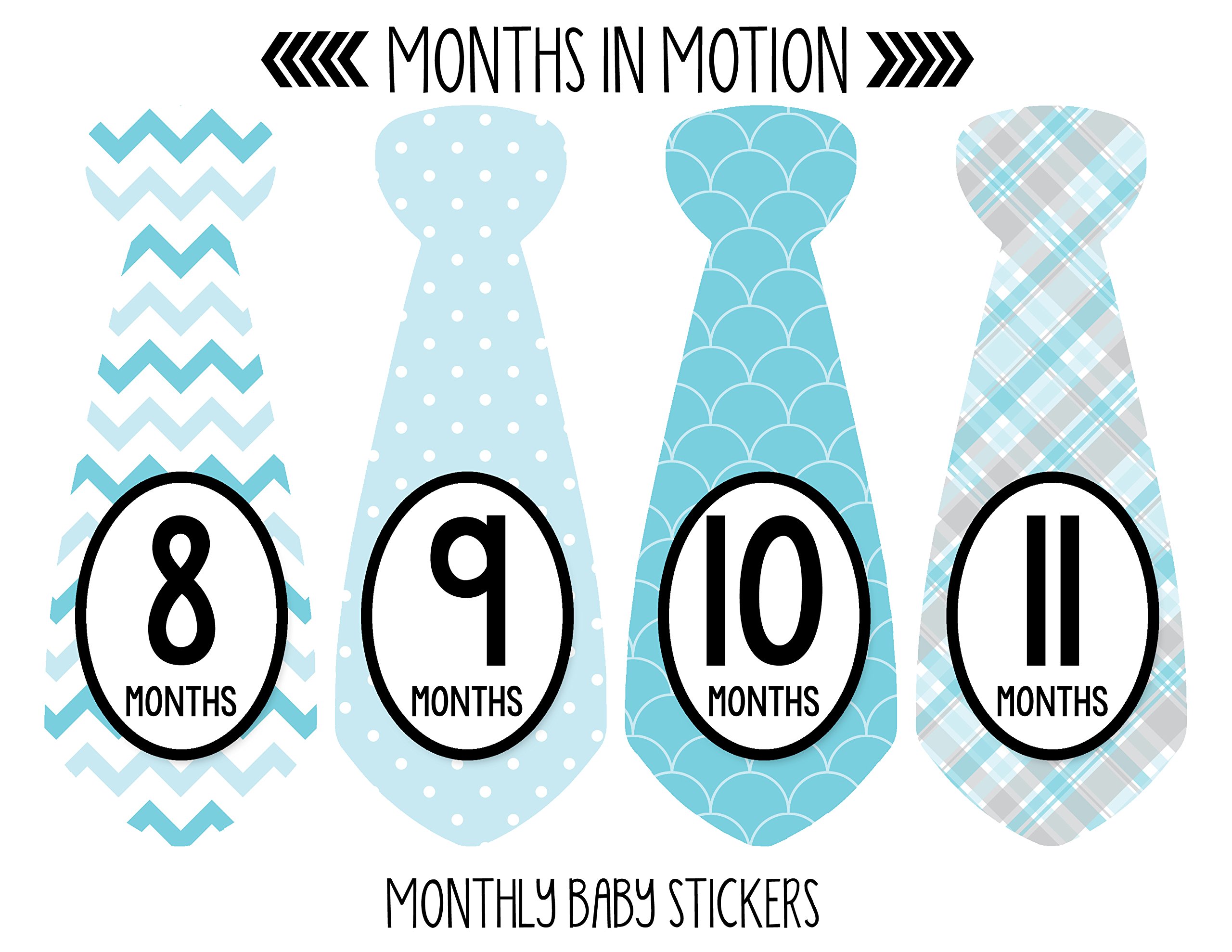 Baby Monthly Milestone Necktie Stickers - Newborn Boy Growth Photo Props - Set of 20 Adhesive Month Markers for Baby's First Year - Perfect for Monthly Photoshoots, Scrapbooking & Memory Keepsakes