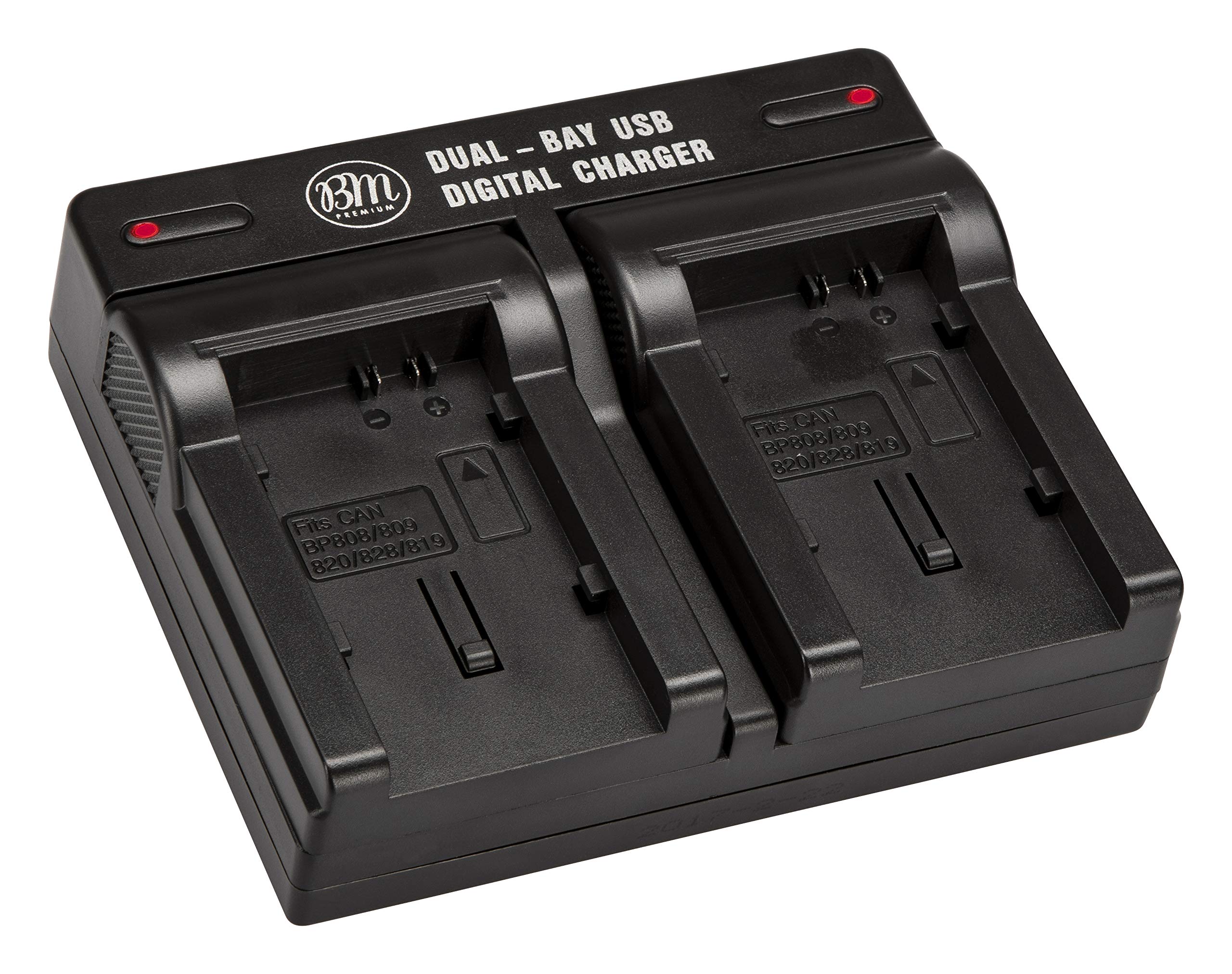 BM Premium BP-930 BP-945 BP-970G Dual Bay Battery Charger for Canon Camcorders - Compatible with EOS C500 PL, C300 PL, C100 II, XF100, XF105, XF300, XF305, GL1, GL2, XH-A1, XH-A1S, XH-G1, XH-G1S, XL-H1A, XL-H1S - Perfect for Professional Videography & On-the-Go Filming