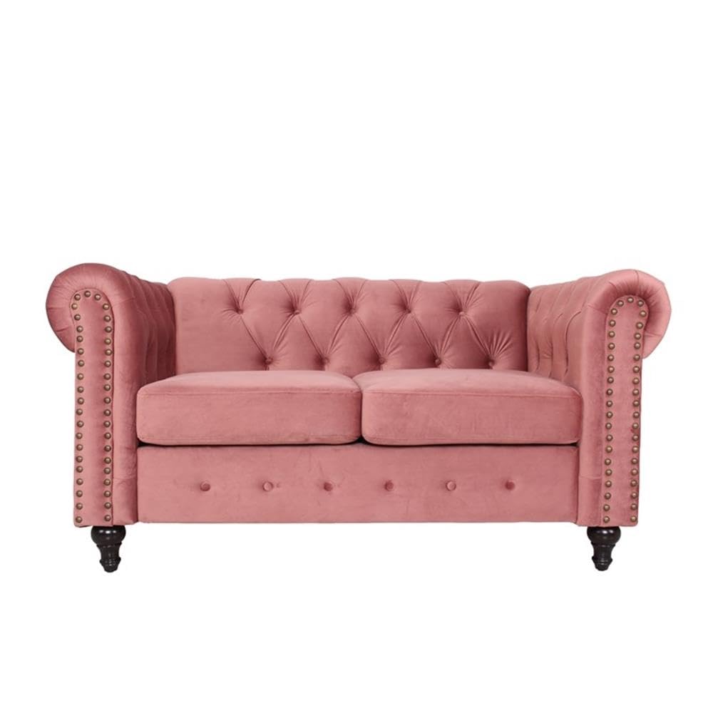 Home Square 2-Piece Microfiber Loveseat Set in Smoky Rose - Soft & Durable Living Room Furniture for Small Spaces, Apartments & Cozy Home Decor