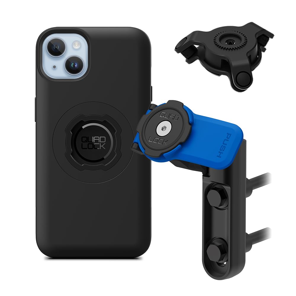Quad Lock Motorcycle Phone Mount Kit - Universal Brake Clutch Handlebar Mount with Vibration Dampener for iPhone 14 Pro Max & Android | Secure Riding Phone Holder for Adventure Biking & Commuting