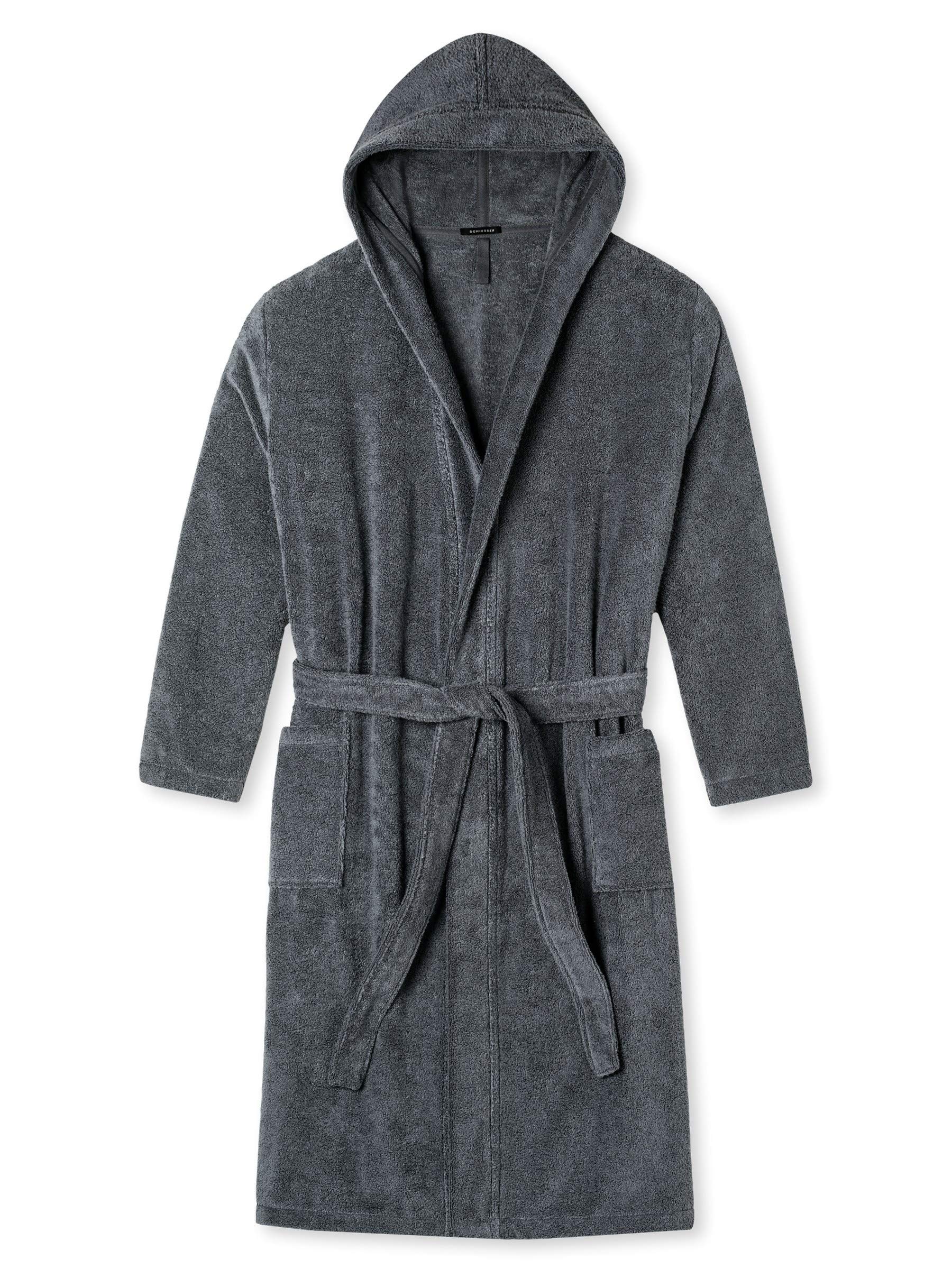 Premium Men's Cotton Hooded Bathrobe - Soft & Absorbent for Spa, Beach & Lounge - Size L, Grey - Perfect for Relaxation After Shower or Pool