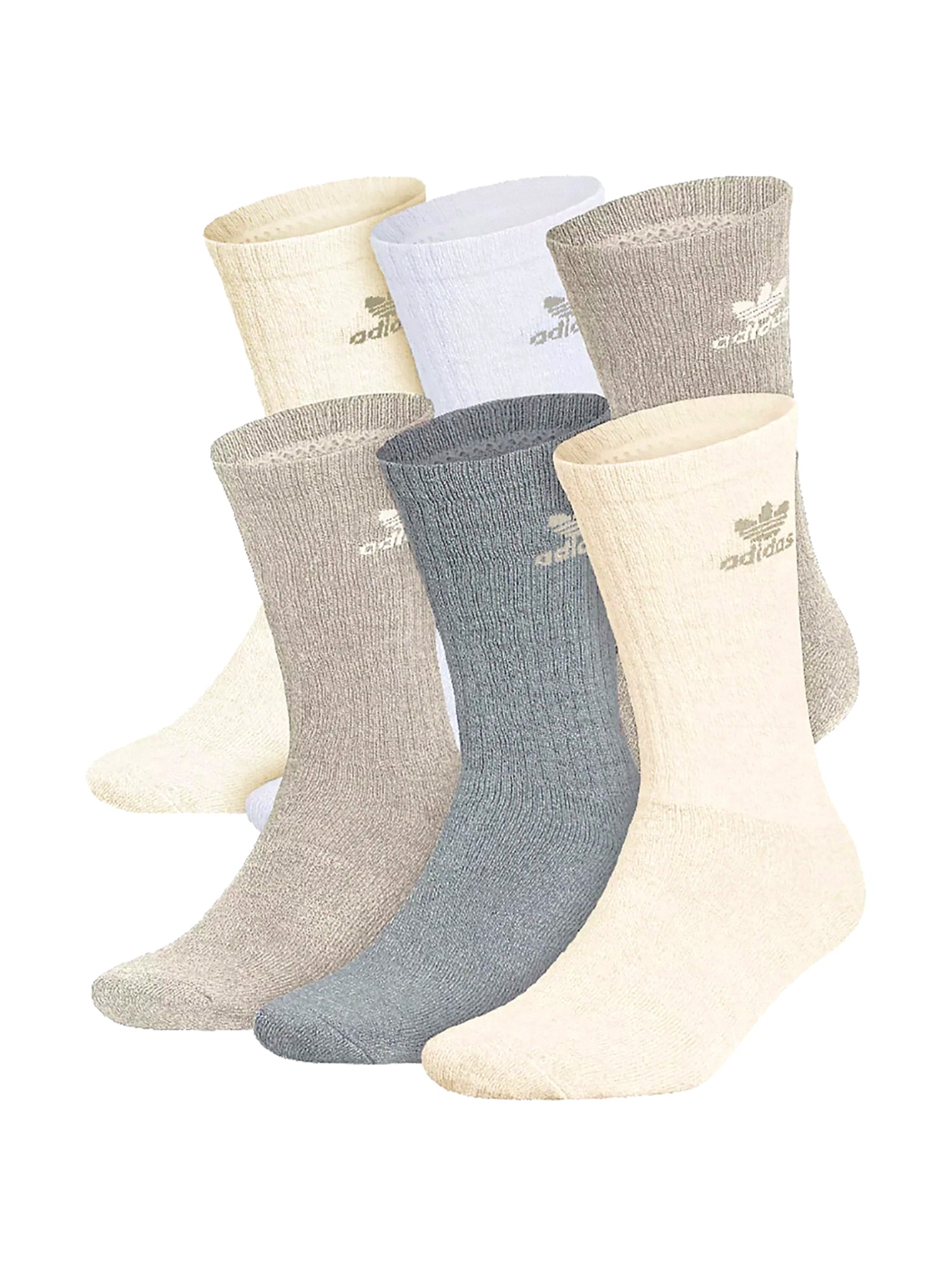 Adidas Originals Trefoil 6-Pack Crew Socks for Men & Women - Comfortable Athletic Socks for Running, Gym, and Everyday Wear