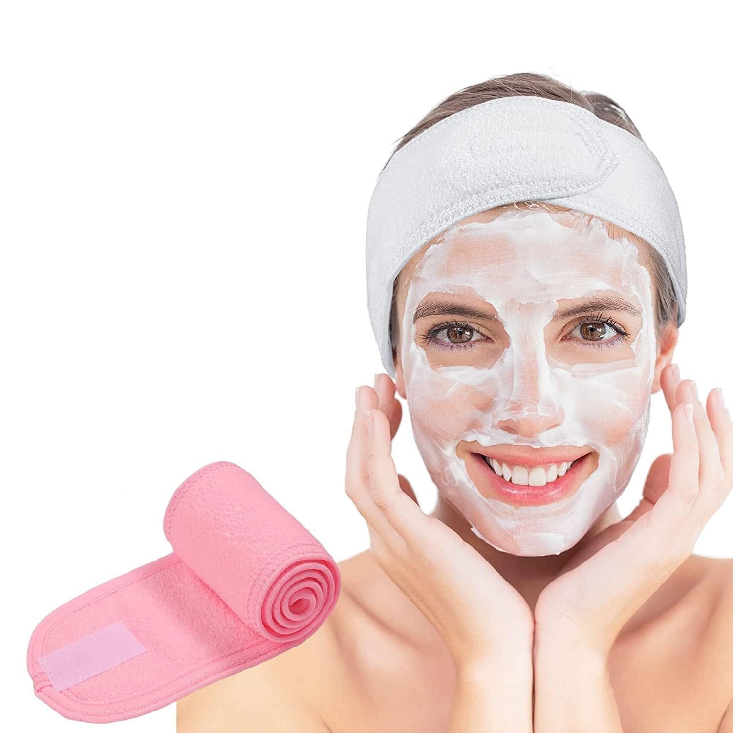 Adjustable Facial Headband for Men & Women with Face Mask Bowl & Transparent Brush Set - Perfect for Spa, Skincare, and Beauty Treatments at Home