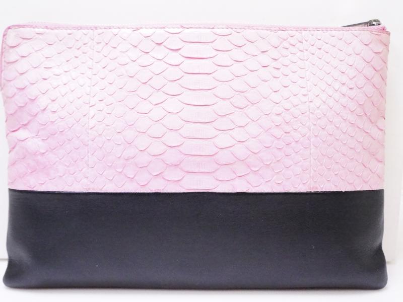 Authentic Pre-Owned Celine Pink & Black Crocodile Leather Clutch Bag Pouch 200394 - Luxury Evening Bag for Women, Perfect for Parties & Special Occasions
