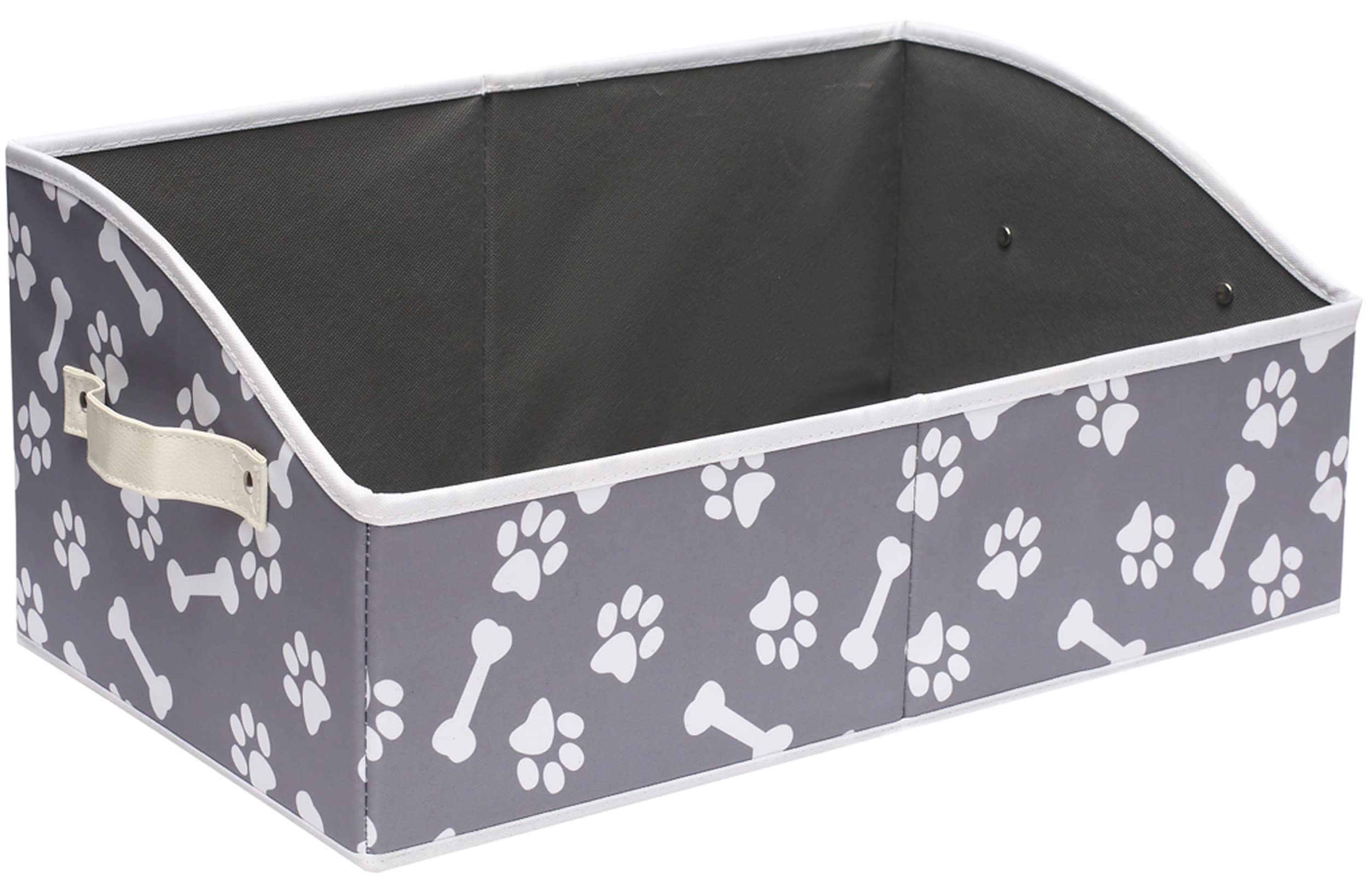 Morezi Linen-Cotton Blend Dog Toy Basket with Bone Paw Design - Pet Toy Storage Organizer for Dog Toys, Blankets & Leashes - Perfect for Living Room, Bedroom or Pet Play Area Organization
