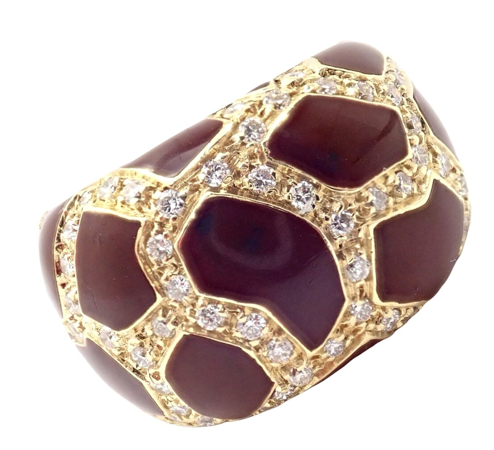 Authentic Roberto Coin 18k Yellow Gold Giraffe Enamel Diamond Ring - Perfect for Elegant Occasions, Anniversary Gifts & Luxury Jewelry Collections