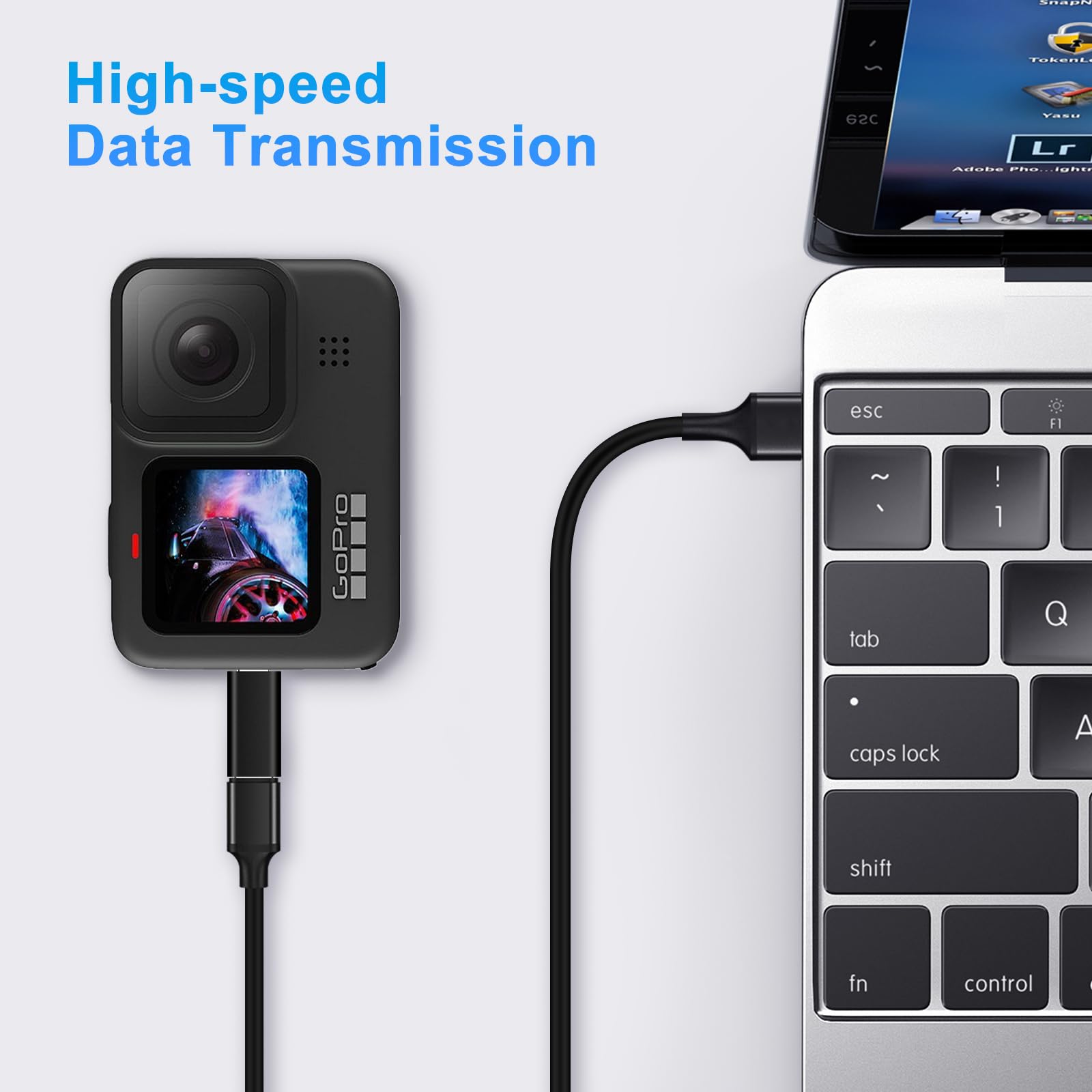 AIYEEN USB-C to Mini USB Adapter (2 Pack) - High Speed Data Transfer, Aluminum Alloy Connector - Compatible with Laptops, Tablets, Flash Drives, MP3 Players, Digital Cameras - Perfect for Charging & Syncing Devices On The Go - Black