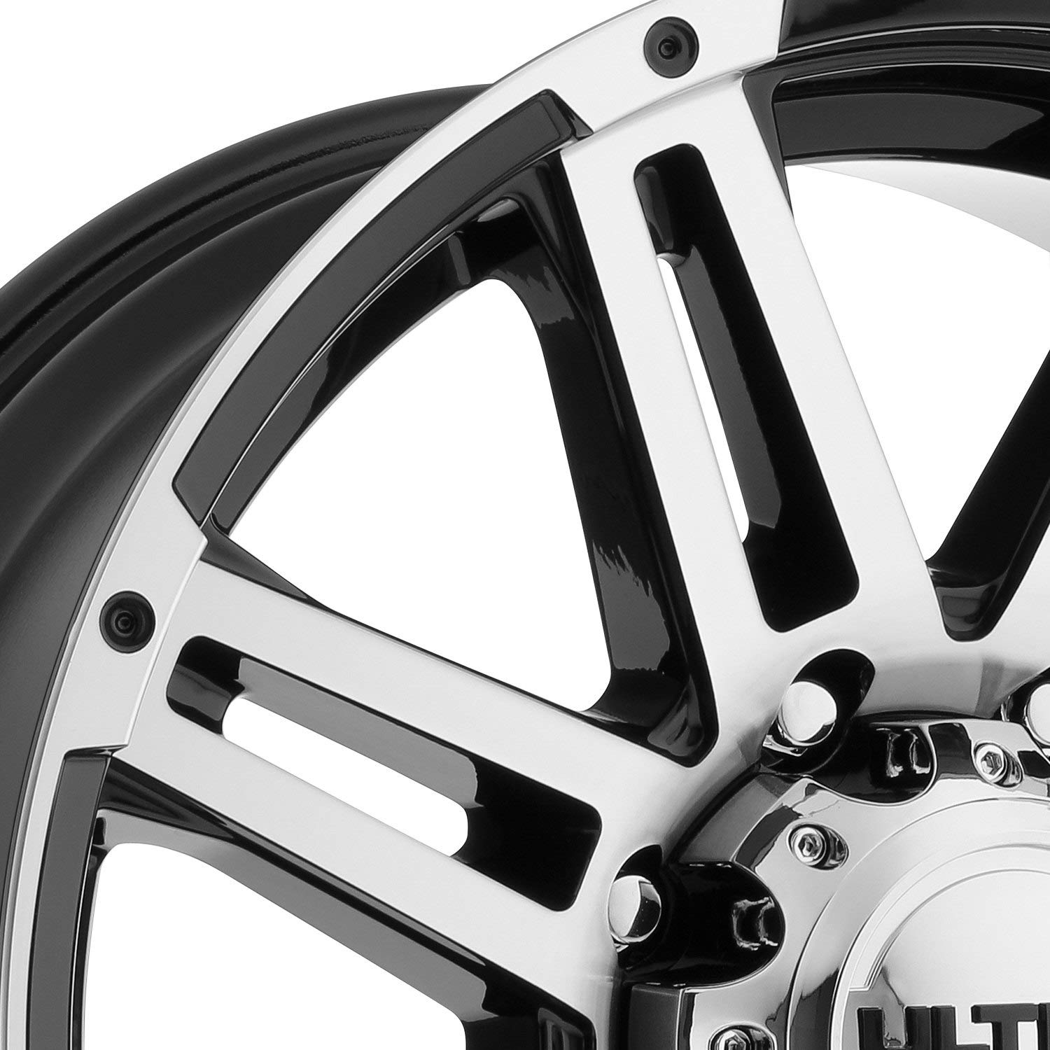 Ultra 226U MACHINE Black Wheel with Gloss Diamond Cut Face & Clear Coat - 0x8.5 Inches, 6x139mm Bolt Pattern, 25mm Offset - Perfect for Trucks, SUVs & Off-Road Vehicles