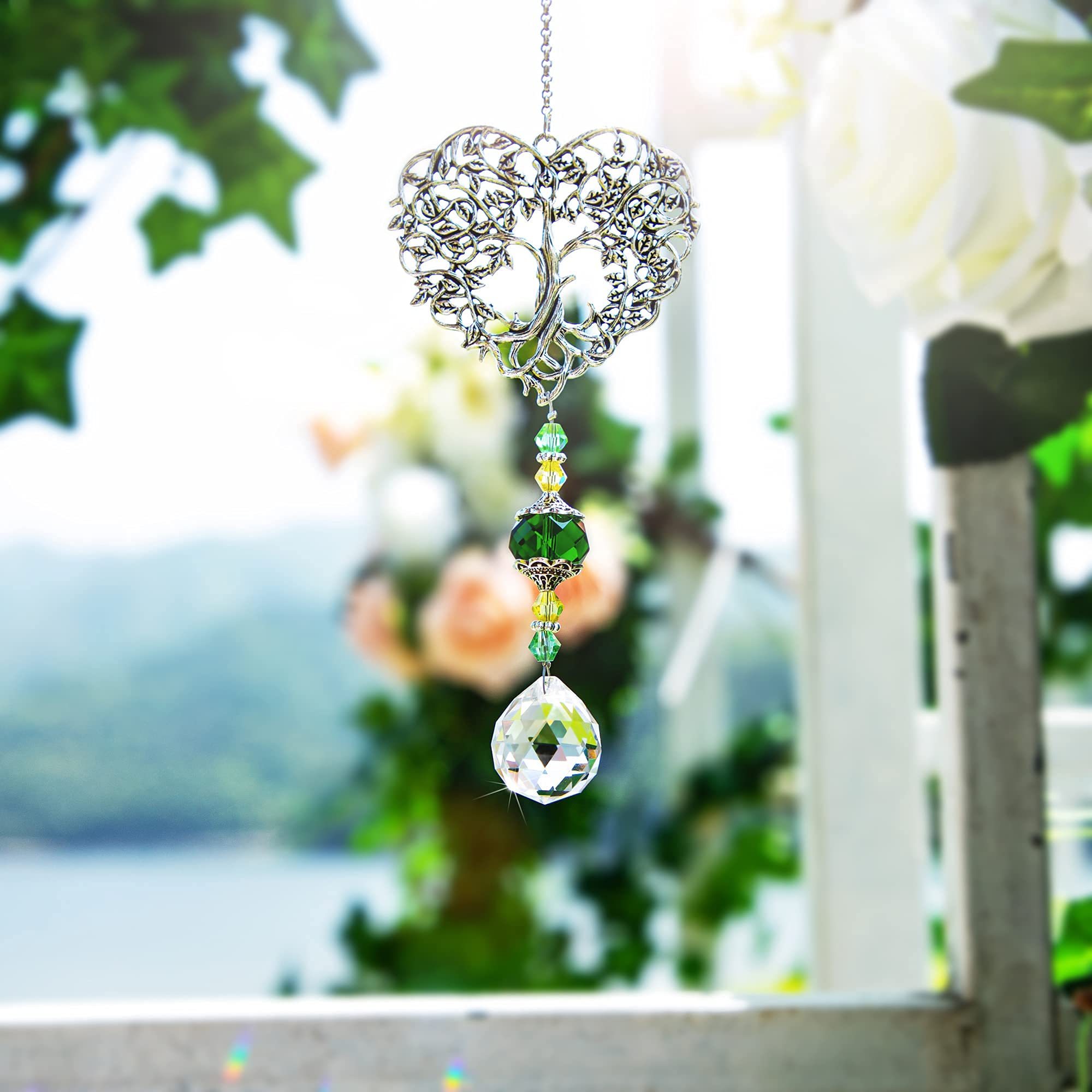 H&D HYALINE & DORA Crystal Suncatcher Rainbow Maker - Premium Hanging Window Prism Decor for Home & Office - Creates Beautiful Rainbows in Sunlight
