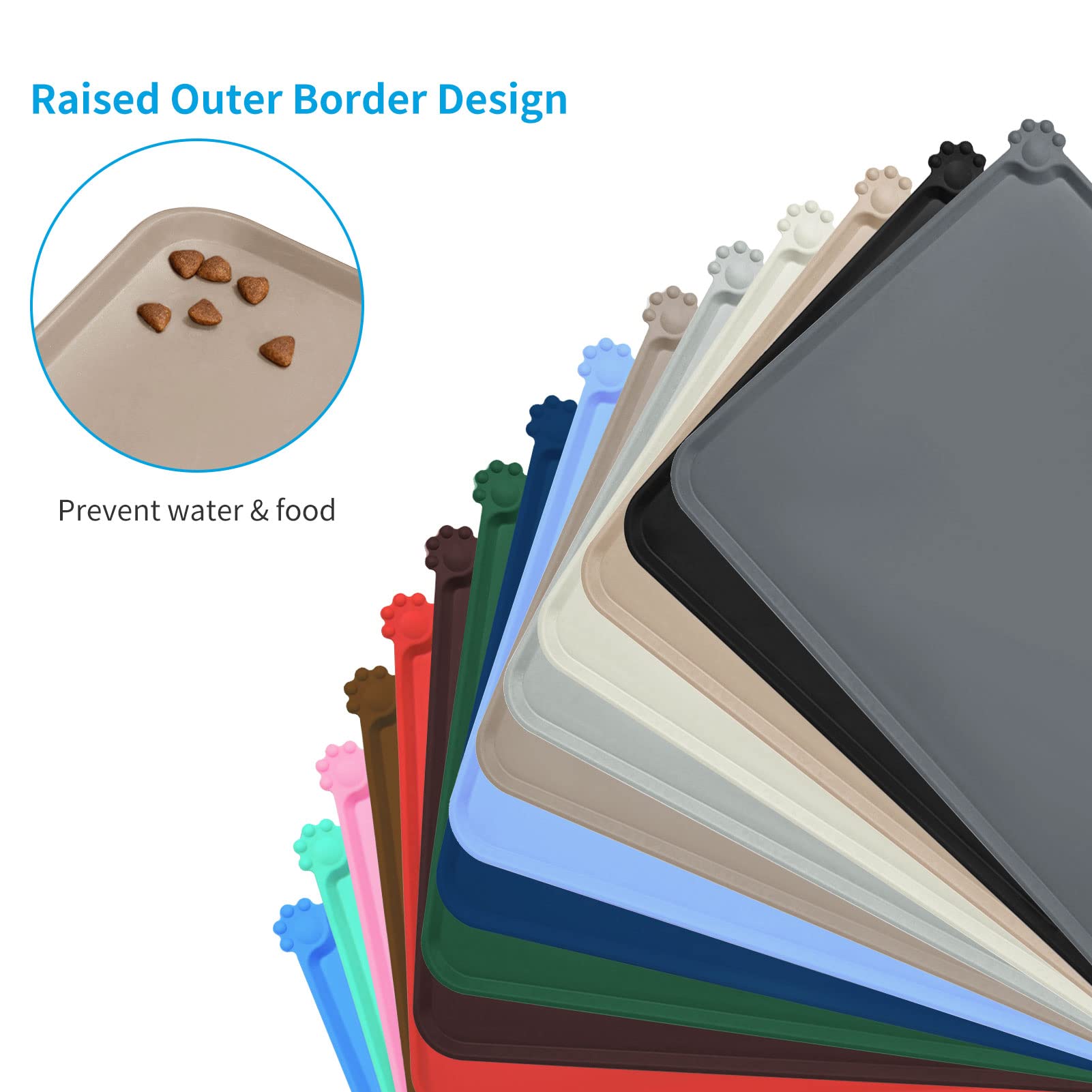 **AUDWUD Non-Slip Silicone Pet Feeding Mat - Waterproof Dog Bowl Mat for Food & Water - Perfect for Messy Eaters & Spill Protection in Kitchen, Crate, or Outdoor Use**
